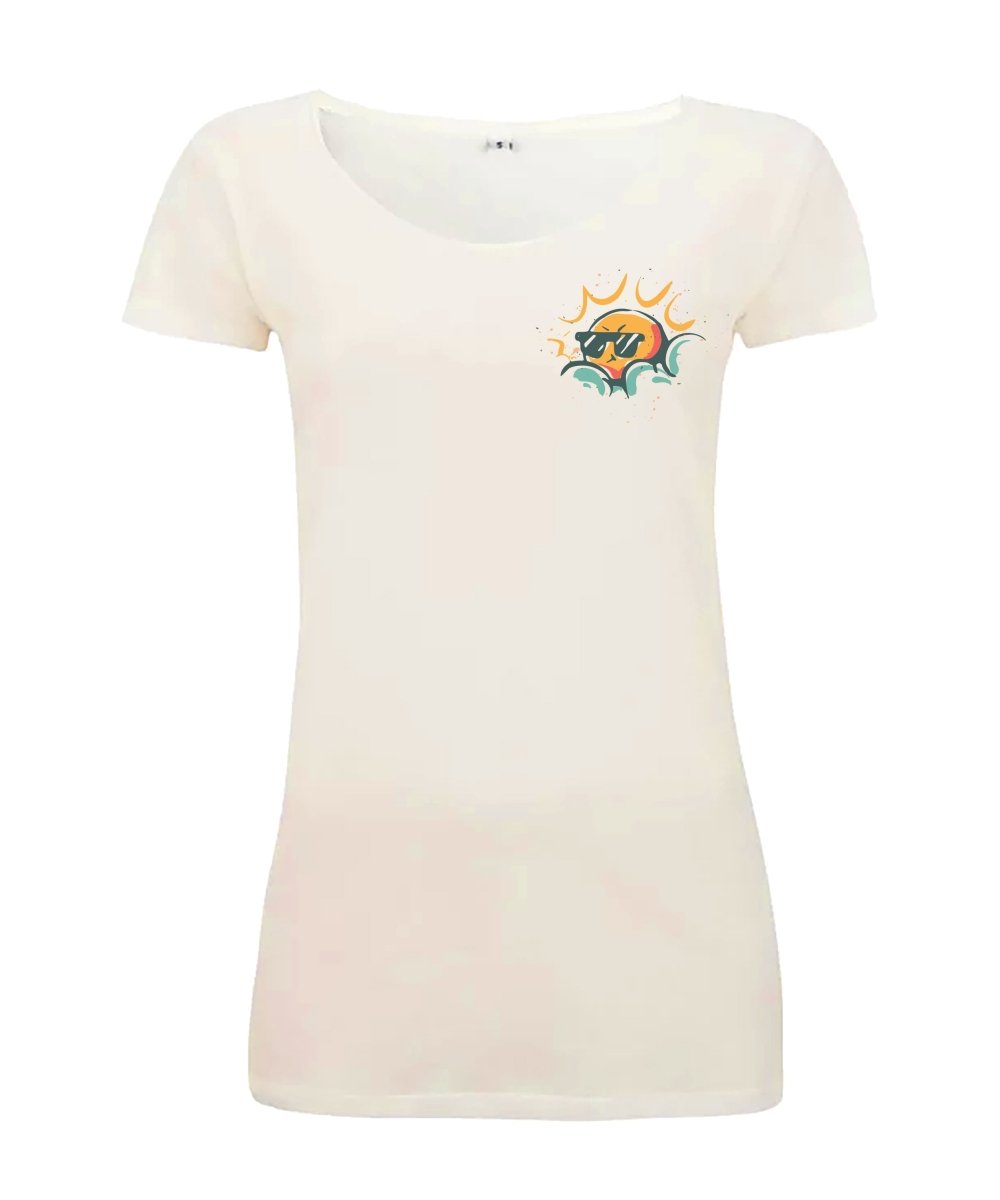Sommershirt Cool Sun Damen T-Shirt - Schwarzer - Kaffee