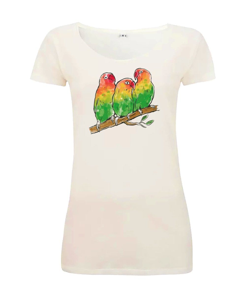 Sommershirt Papagei Damen T-Shirt - Schwarzer - Kaffee