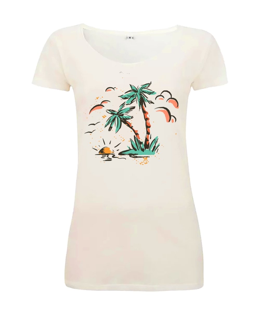 Sommershirt Sunset Damen T-Shirt - Schwarzer - Kaffee