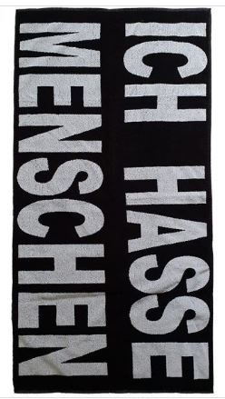 Strandtuch schwarz Ich hasse Menschen 70 x 140 cm - Schwarzer - Kaffee