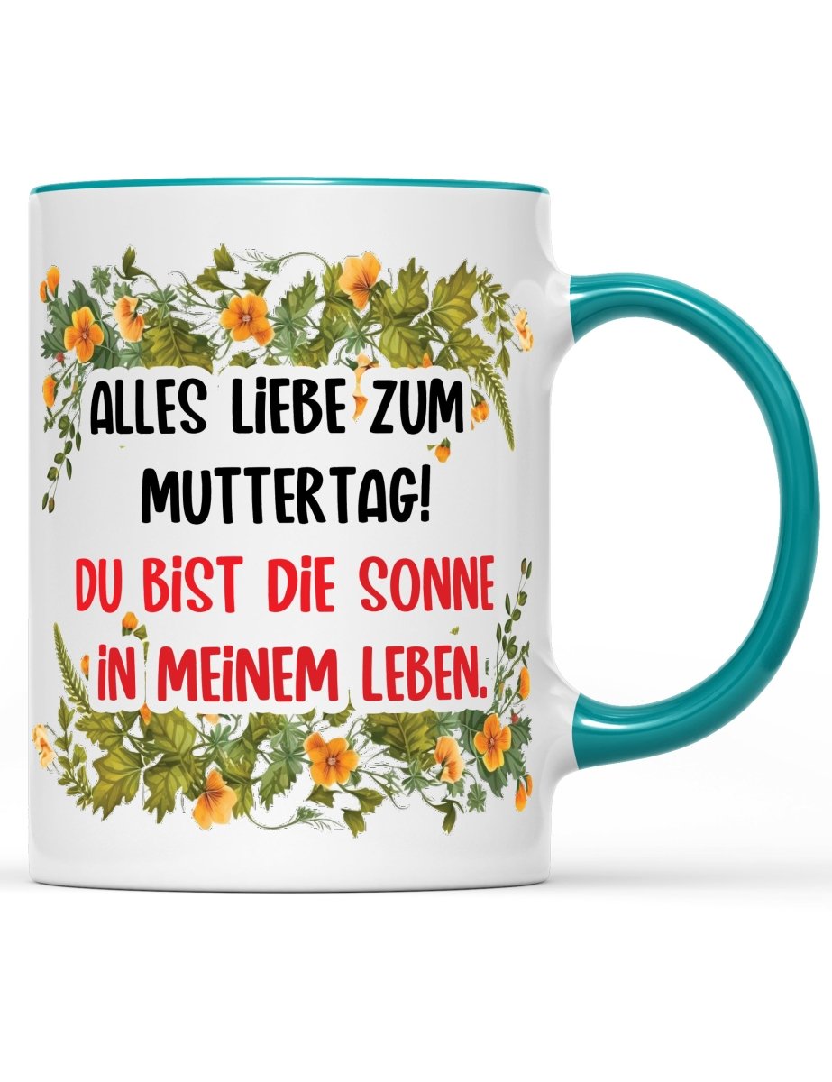 Tasse Alles Liebe zum Muttertag! Du bist die Sonne in meinem Leben. Muttertag Special - Schwarzer - Kaffee