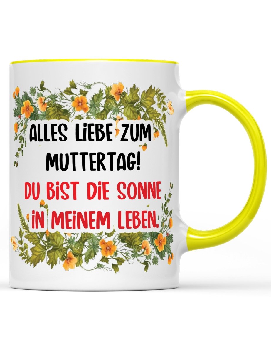 Tasse Alles Liebe zum Muttertag! Du bist die Sonne in meinem Leben. Muttertag Special - Schwarzer - Kaffee