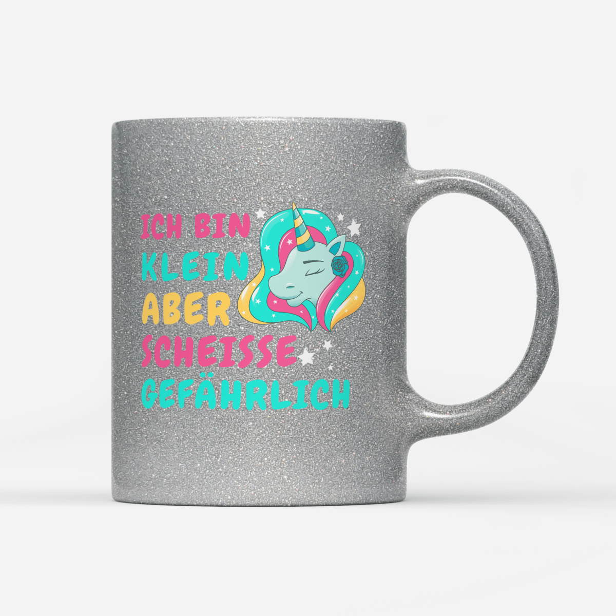 Tasse Glitzer Edition Ich bin klein aber Scheisse gefährlich - Schwarzer - Kaffee
