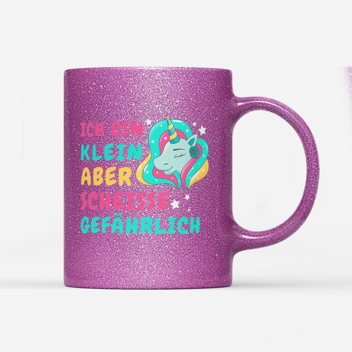 Tasse Glitzer Edition Ich bin klein aber Scheisse gefährlich - Schwarzer - Kaffee