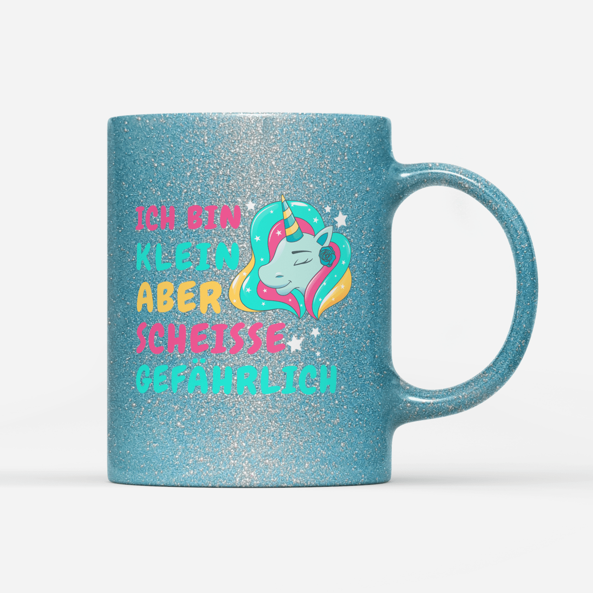 Tasse Glitzer Edition Ich bin klein aber Scheisse gefährlich - Schwarzer - Kaffee