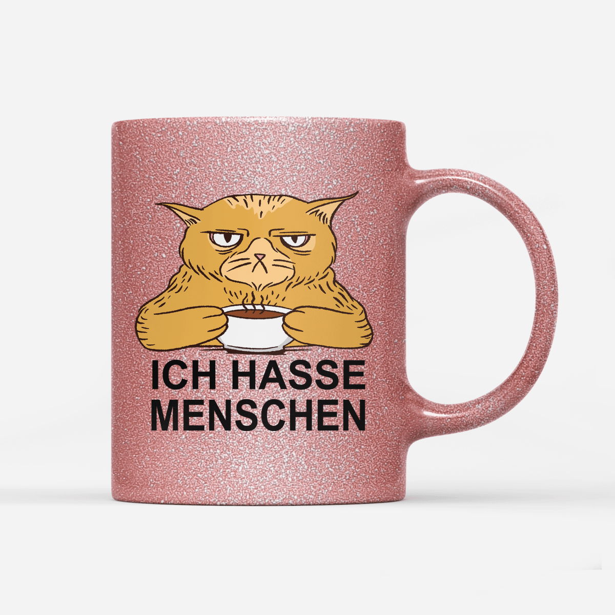 Tasse Glitzer Edition Ich hasse Menschen Katze - Schwarzer - Kaffee