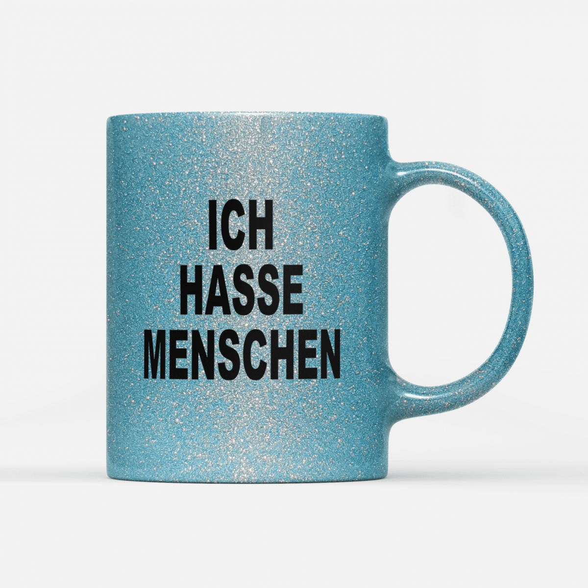 Tasse Glitzer Edition Ich hasse Menschen V2 - Schwarzer - Kaffee