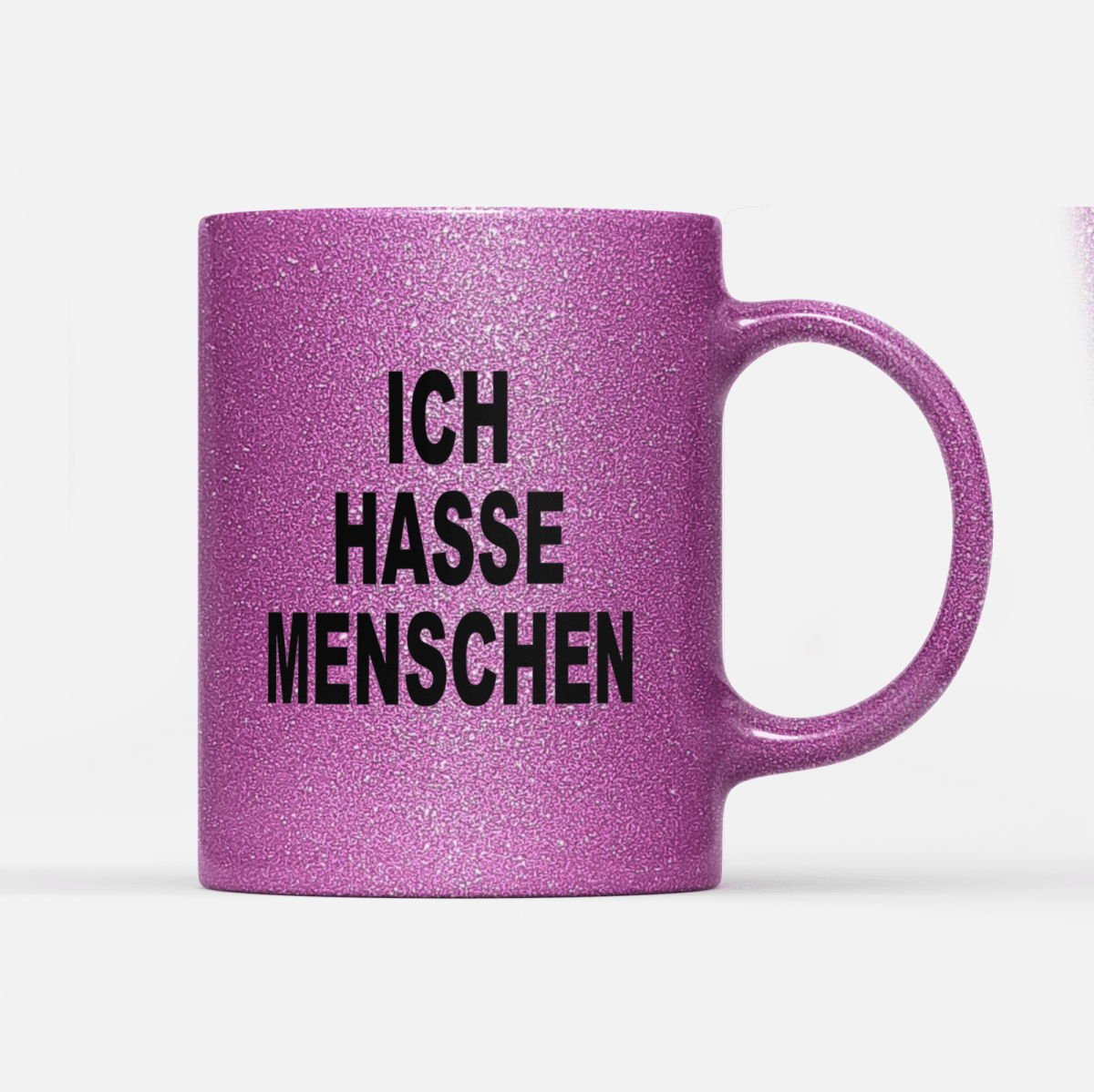 Tasse Glitzer Edition Ich hasse Menschen V2 - Schwarzer - Kaffee