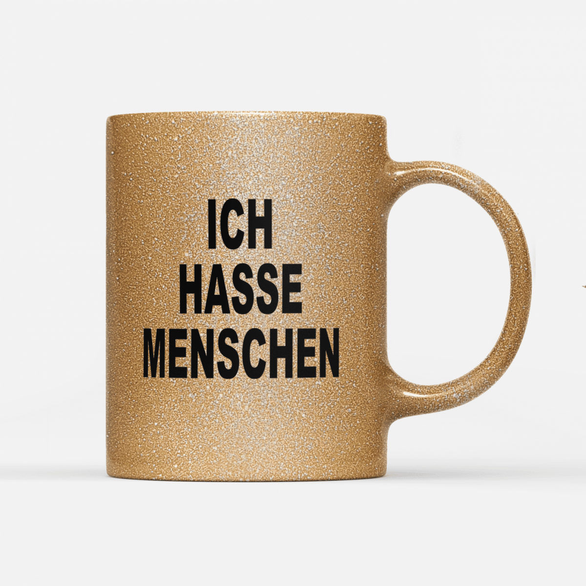 Tasse Glitzer Edition Ich hasse Menschen V2 - Schwarzer - Kaffee