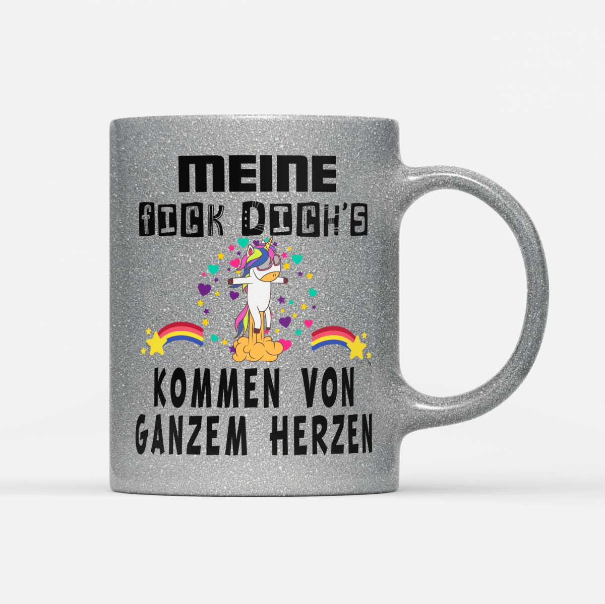 Tasse Glitzer Edition Meine fick dichs kommen von ganzem Herzen - Schwarzer - Kaffee