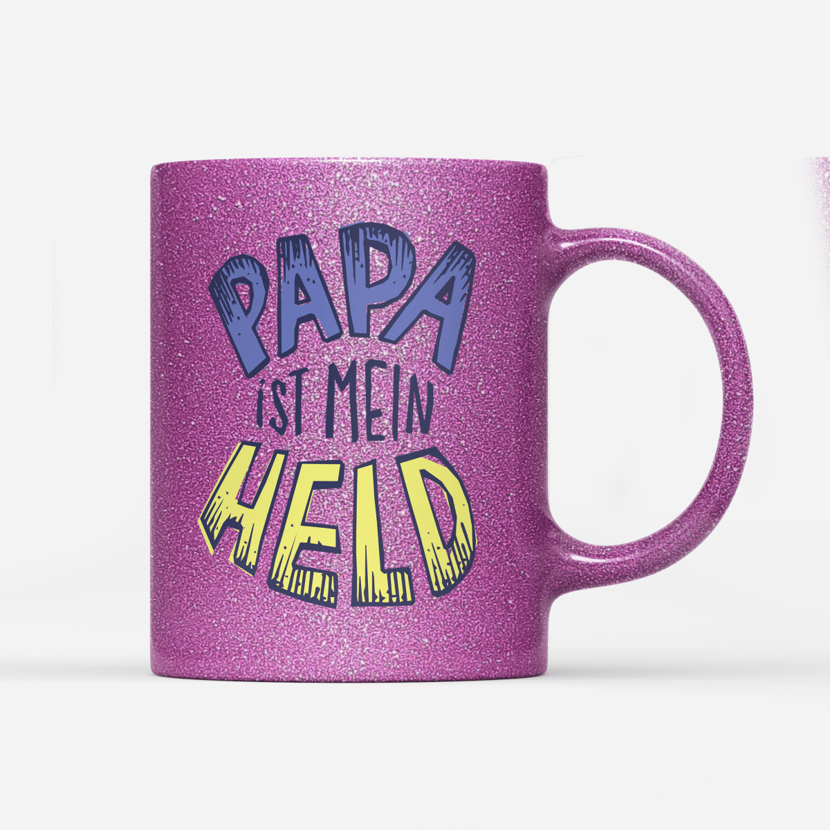 Tasse Glitzer Edition Papa ist mein Held - Schwarzer - Kaffee