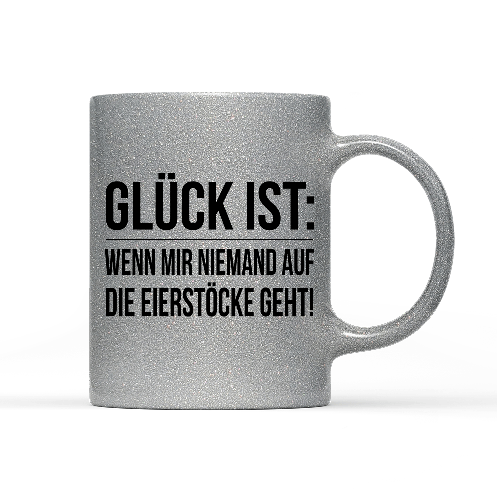 Tasse Glitzer Glück ist Eierstöcke - Schwarzer - Kaffee