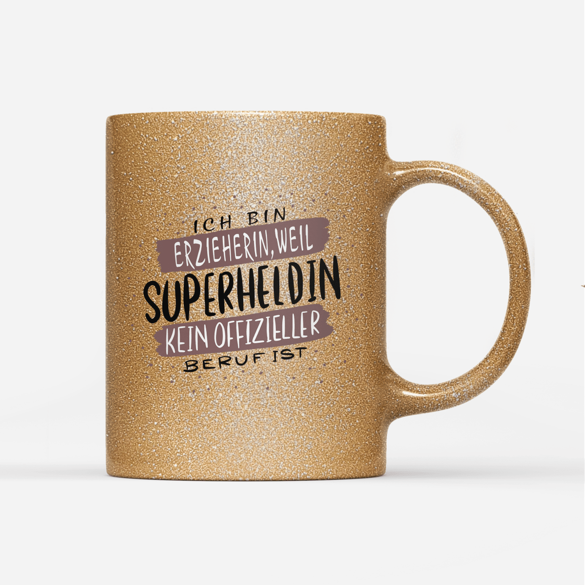 Tasse Glitzer Ich bin Erzieherin weil Superheldin kein offizieller Beruf ist - Schwarzer - Kaffee