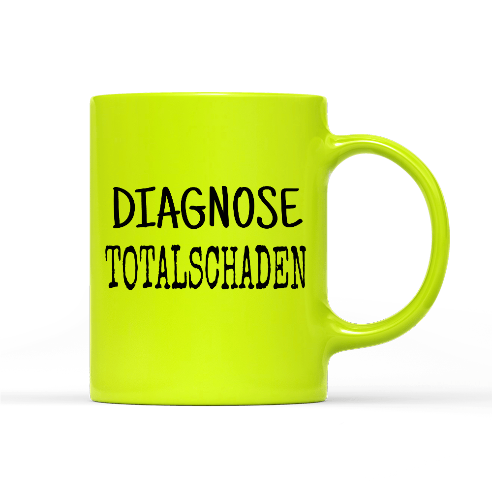 Tasse Neon Diagnose Totalschaden - Schwarzer - Kaffee
