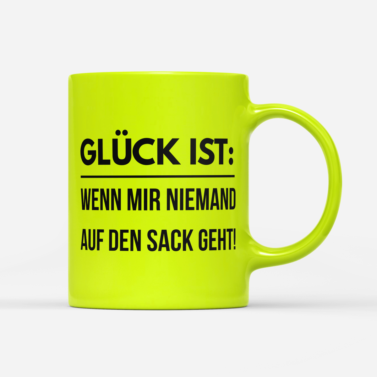 Tasse Neon Glück ist wenn mir niemand auf den Sack geht - Schwarzer - Kaffee