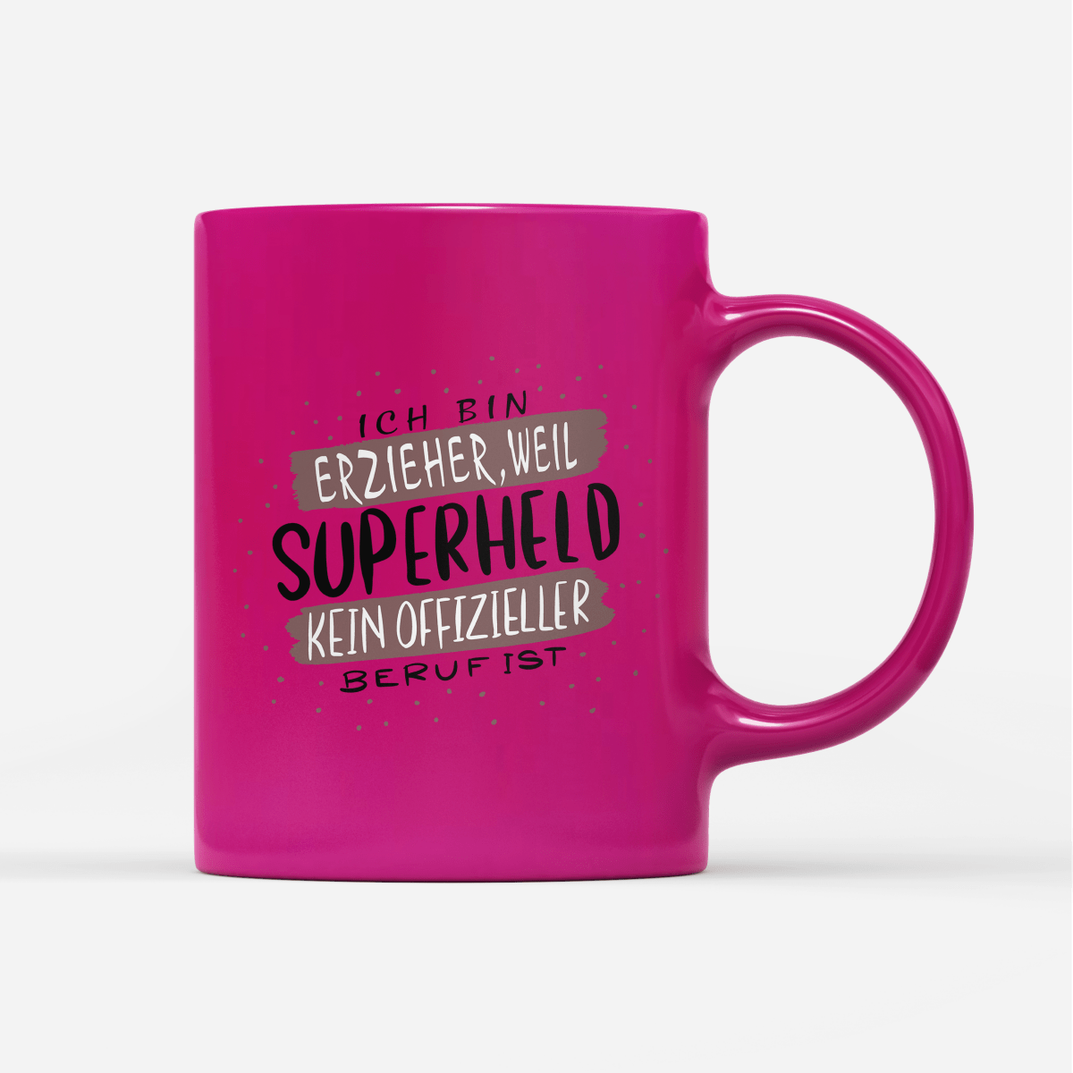 Tasse Neon Ich bin Erzieher weil Superheld kein offizieller Beruf ist - Schwarzer - Kaffee