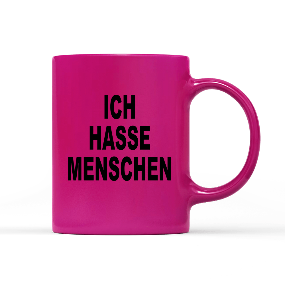 Tasse Neon Ich hasse Menschen - Schwarzer - Kaffee