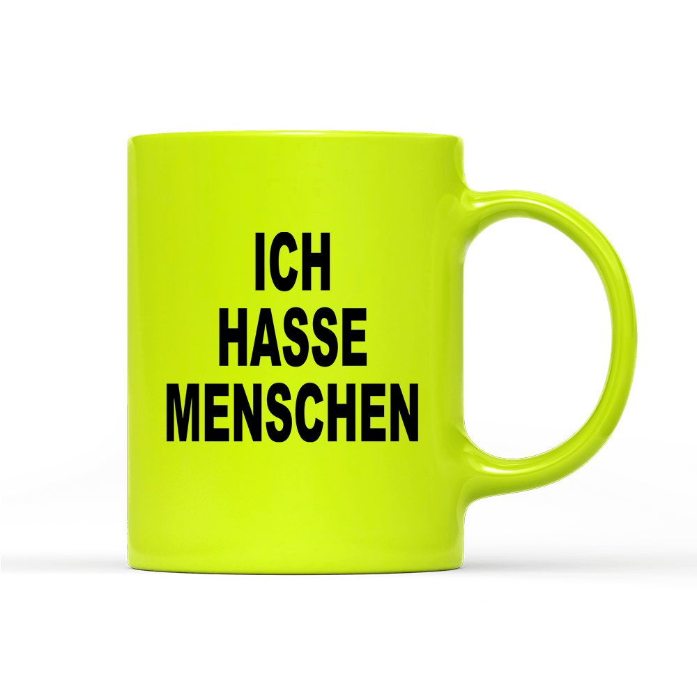 Tasse Neon Ich hasse Menschen - Schwarzer - Kaffee