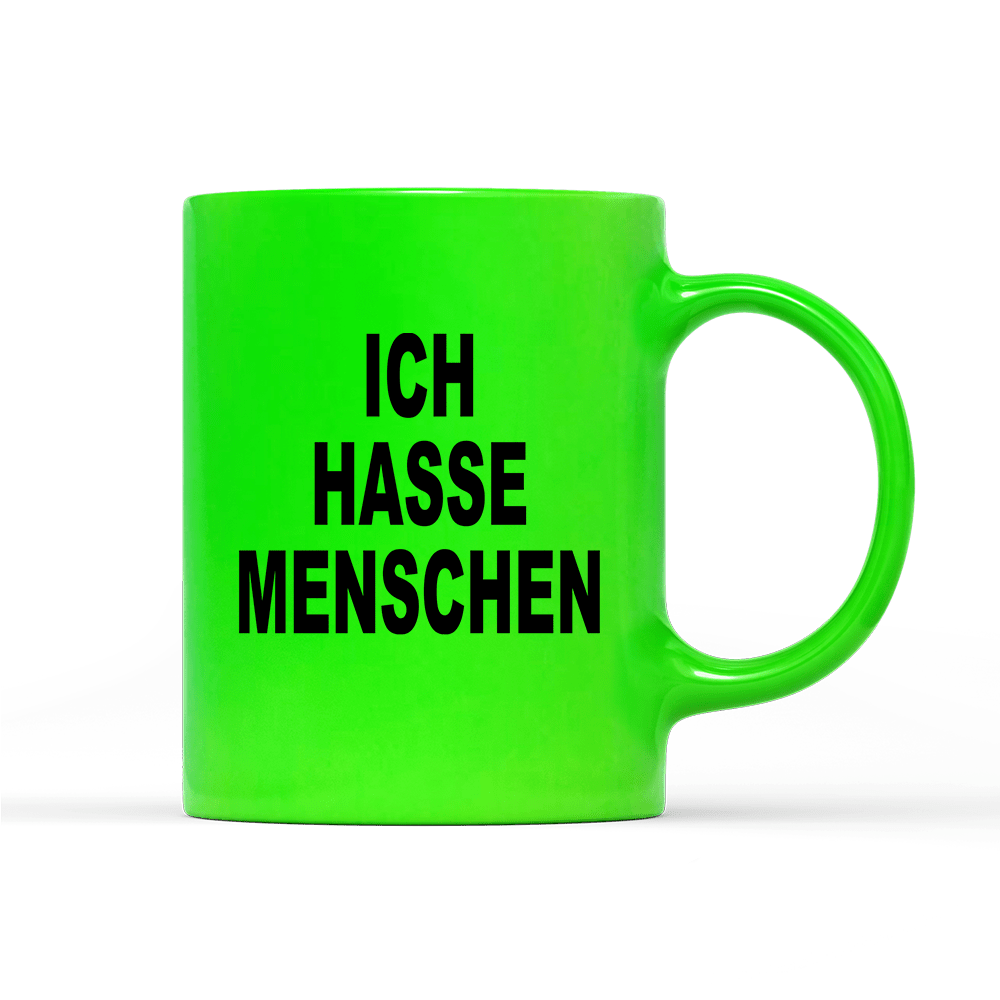 Tasse Neon Ich hasse Menschen - Schwarzer - Kaffee