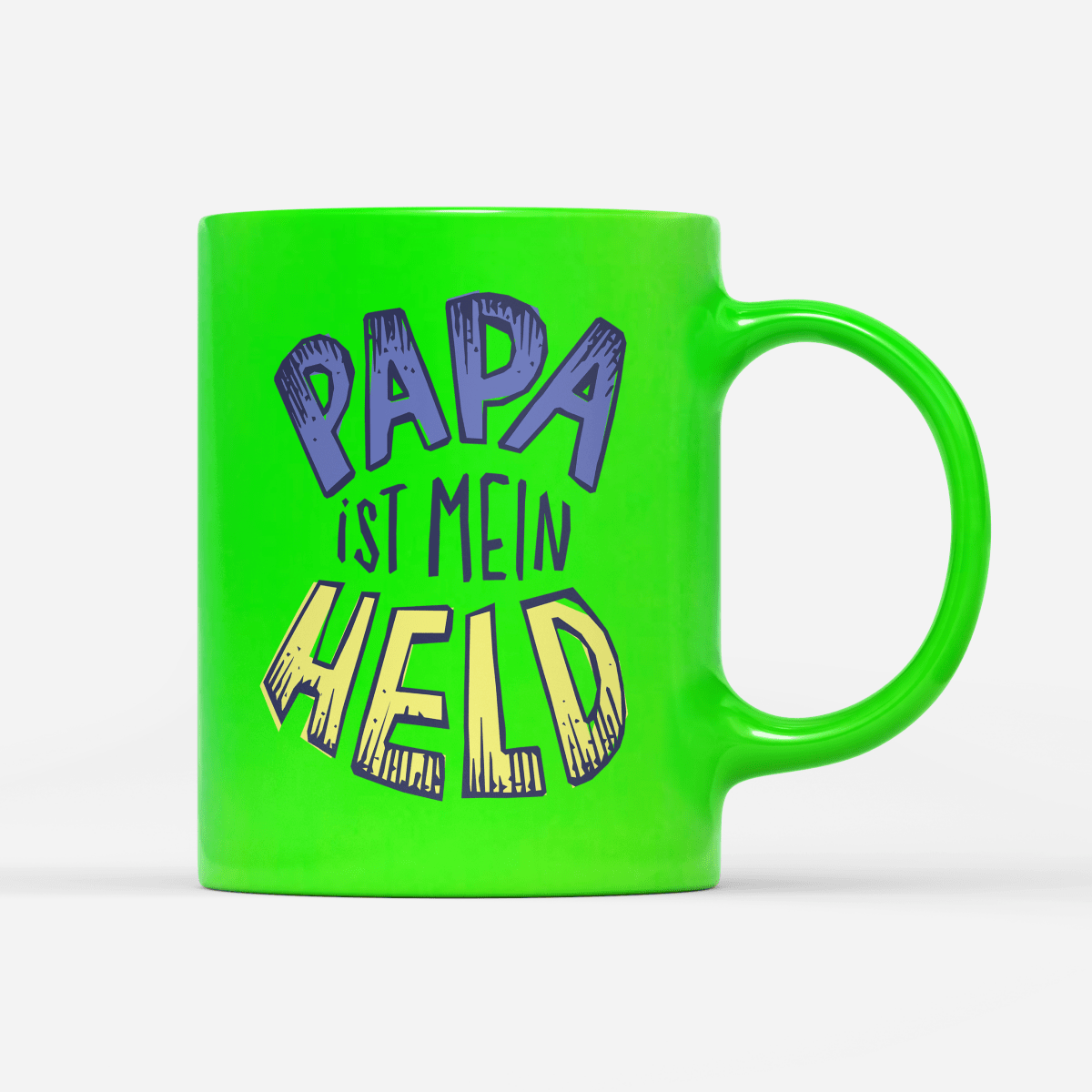 Tasse Neon Papa ist mein Held - Schwarzer - Kaffee
