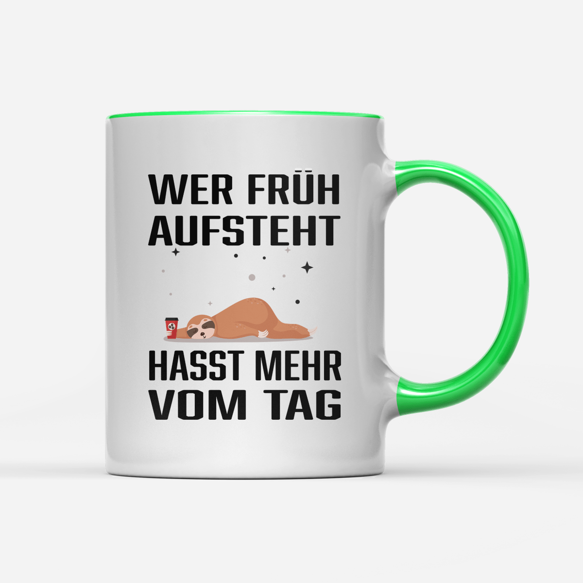 Tasse Wer früh aufsteht hasst mehr vom Tag - Schwarzer - Kaffee