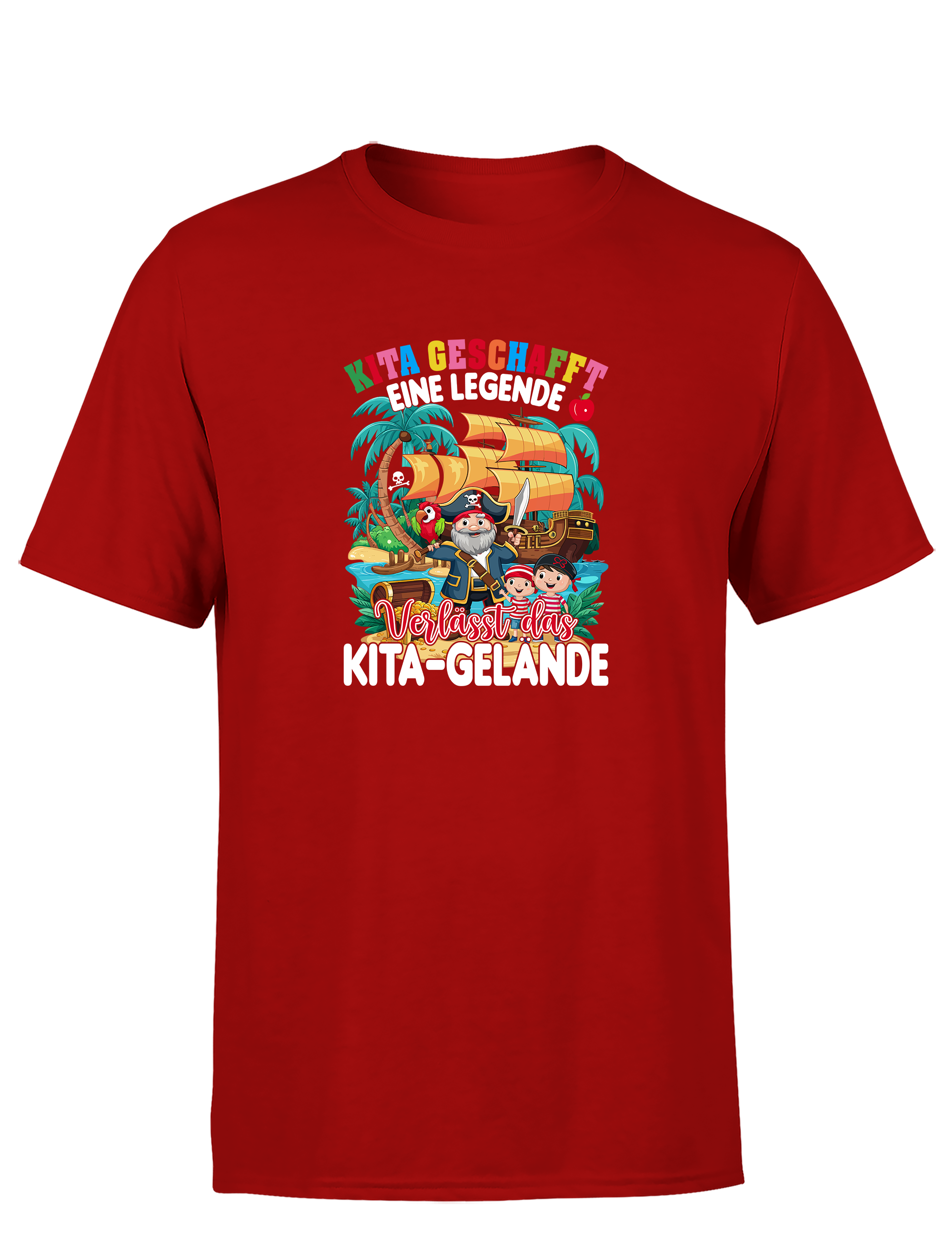 Kita geschafft – Eine Legende verlässt das Kita-Gelände | Lustiges Piraten Abschiedsshirt für Jungs
