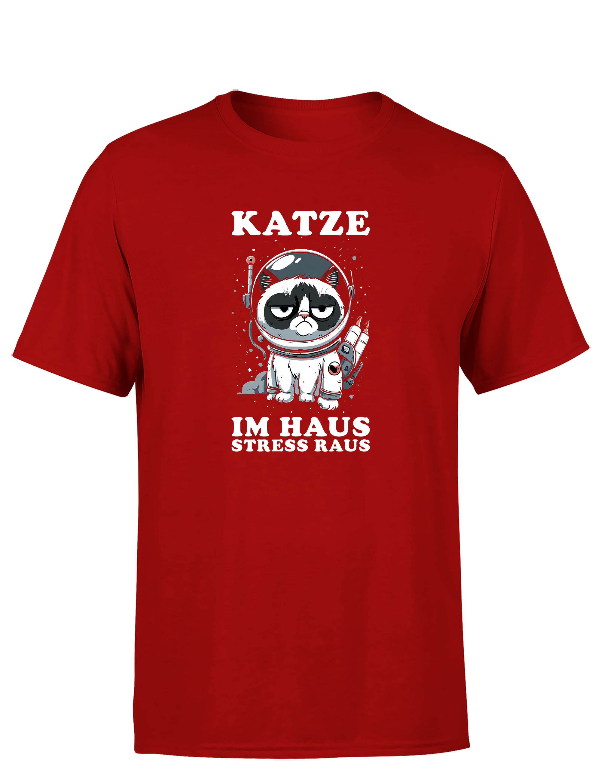 Katze im Haus, Stress raus – Herren T-Shirt im Retro Stil | Perfektes Männer Shirt für Katzenliebhaber, Alltag, Freizeit & Geschenkidee