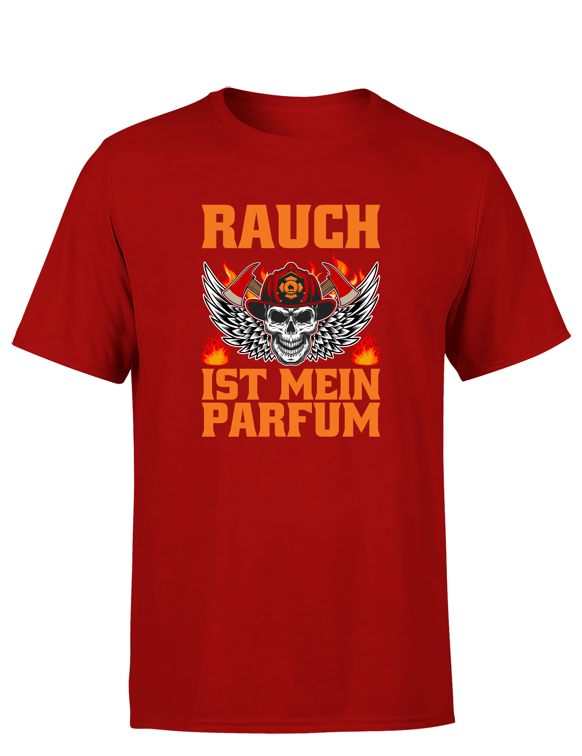 Herren T-Shirt Rauch ist mein Parfum | Lustiges Feuerwehr Shirt mit Totenkopf