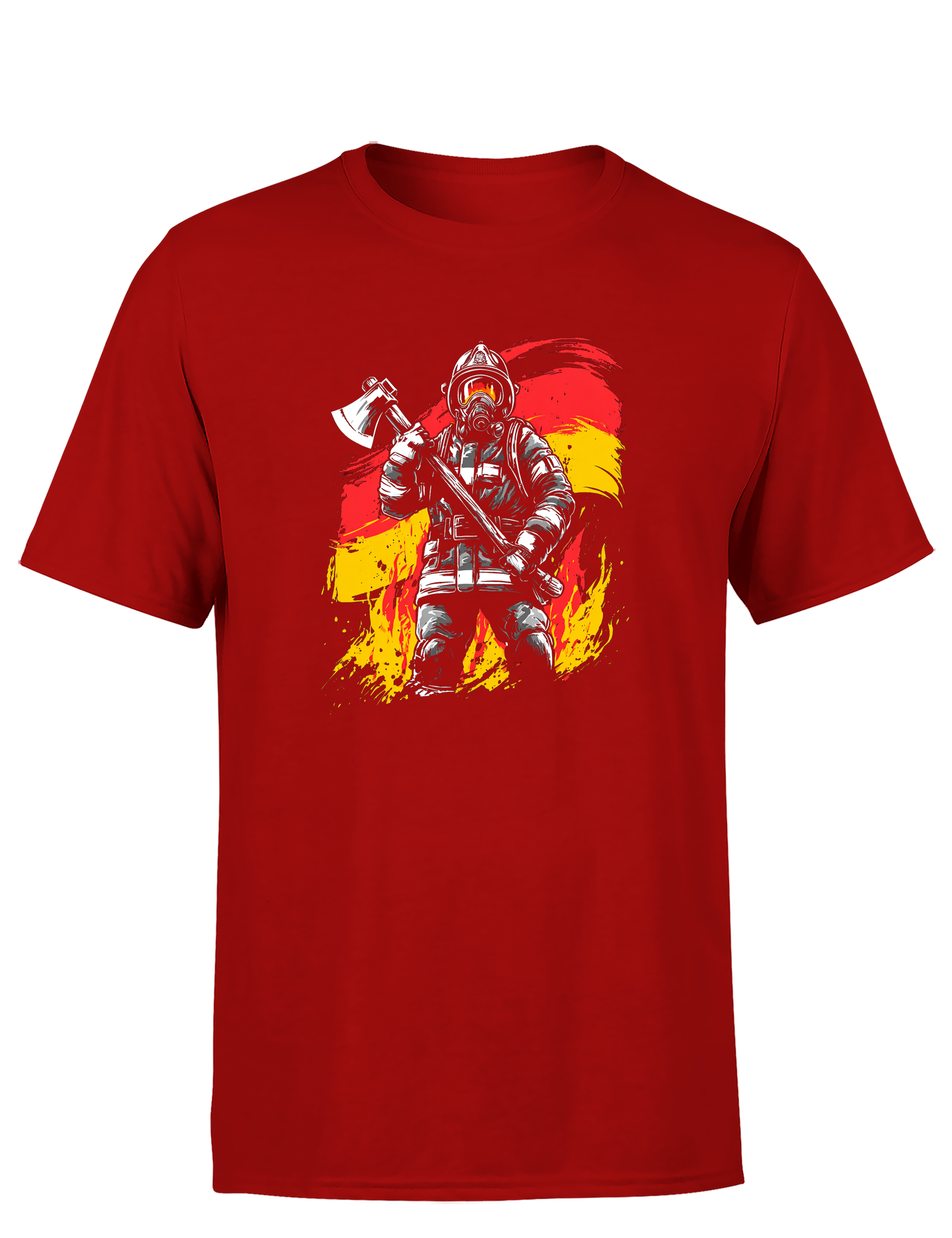 Herren T-Shirt Feuerwehrmann mit Axt | Deutsches Feuerwehr Shirt mit Flagge