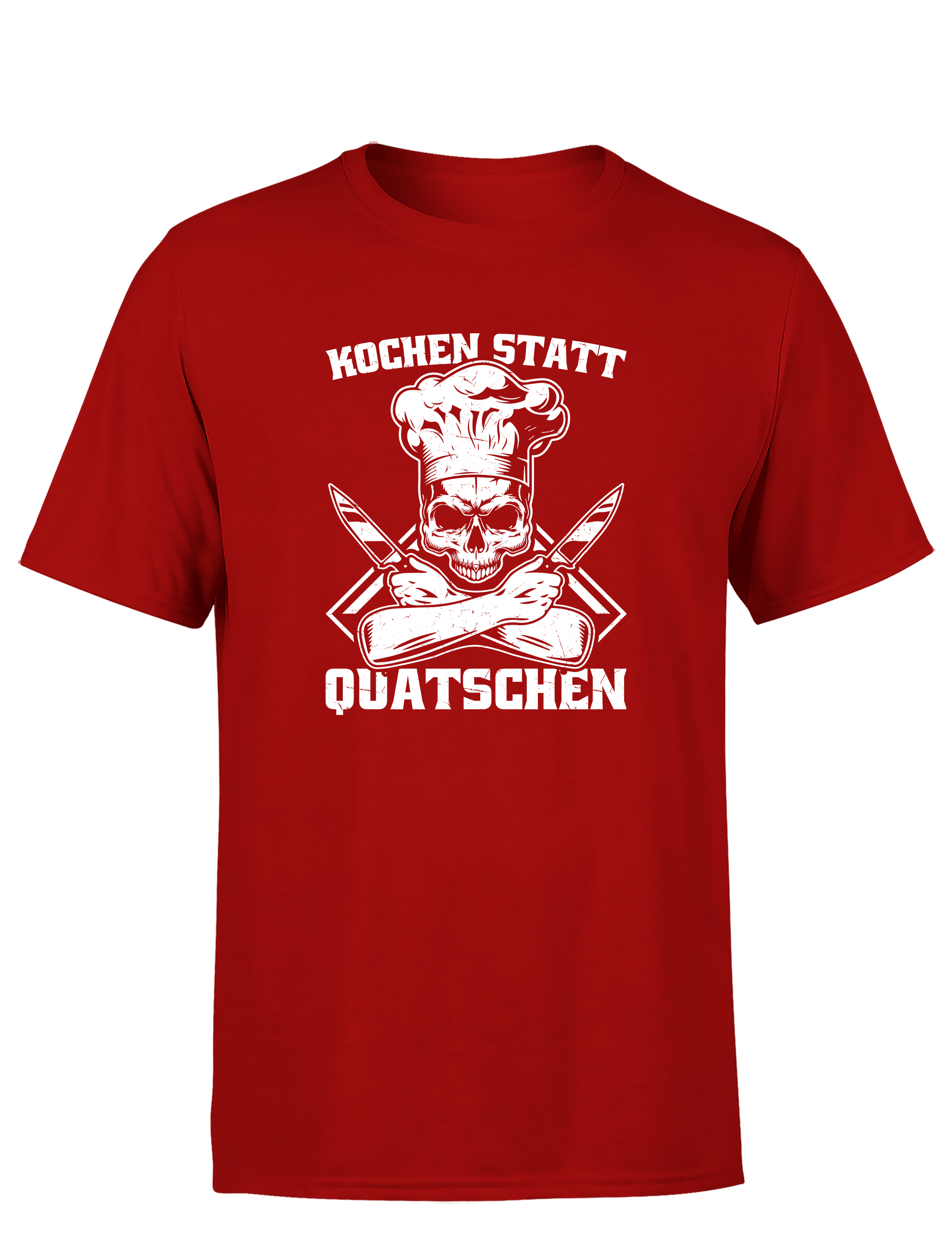 Herren T-Shirt „Kochen statt Quatschen“ | Lustiges Koch Shirt mit Skull & Messer Motiv