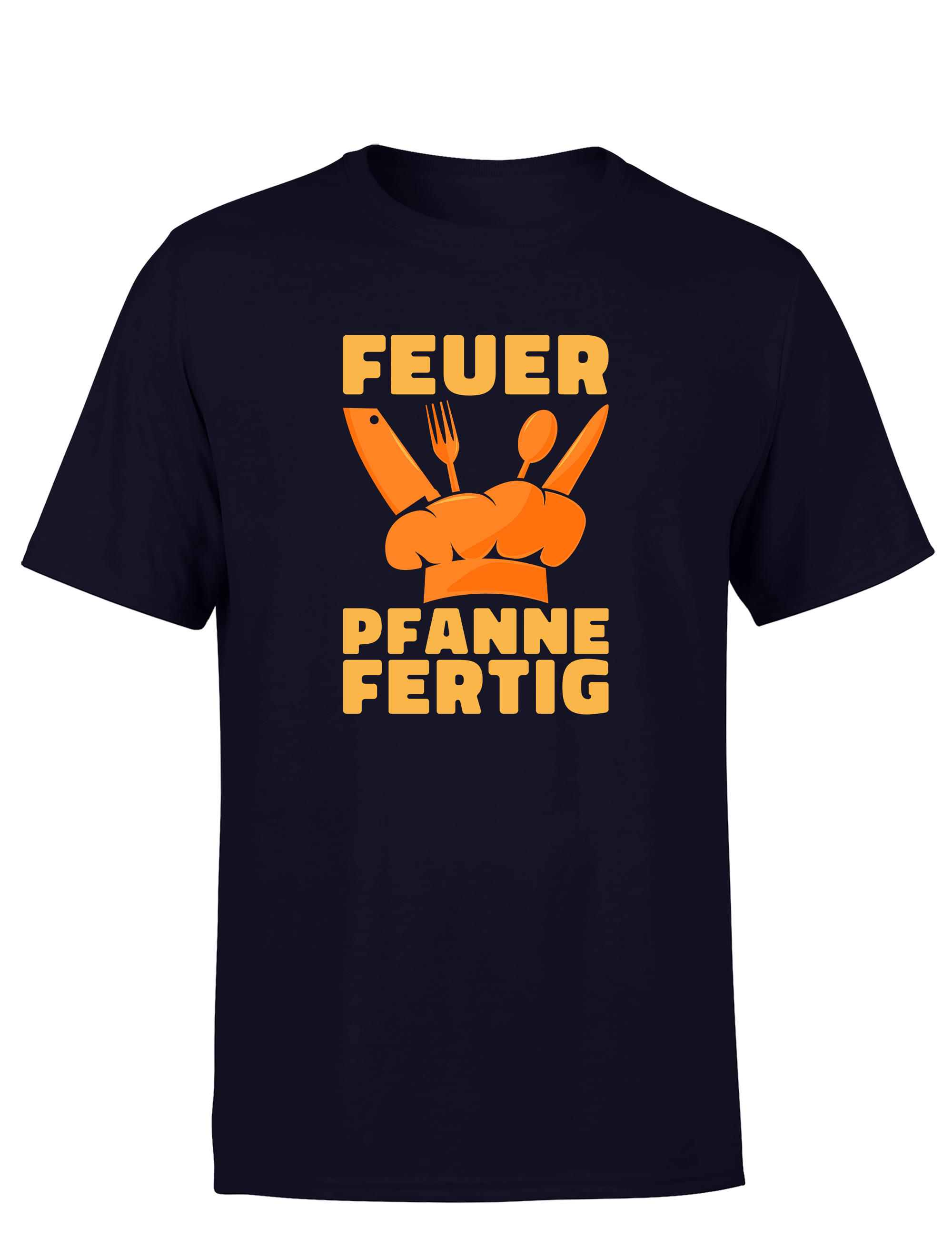 Herren T-Shirt „Feuer Pfanne Fertig“ | Lustiges Koch Shirt für Männer & Grillmeister