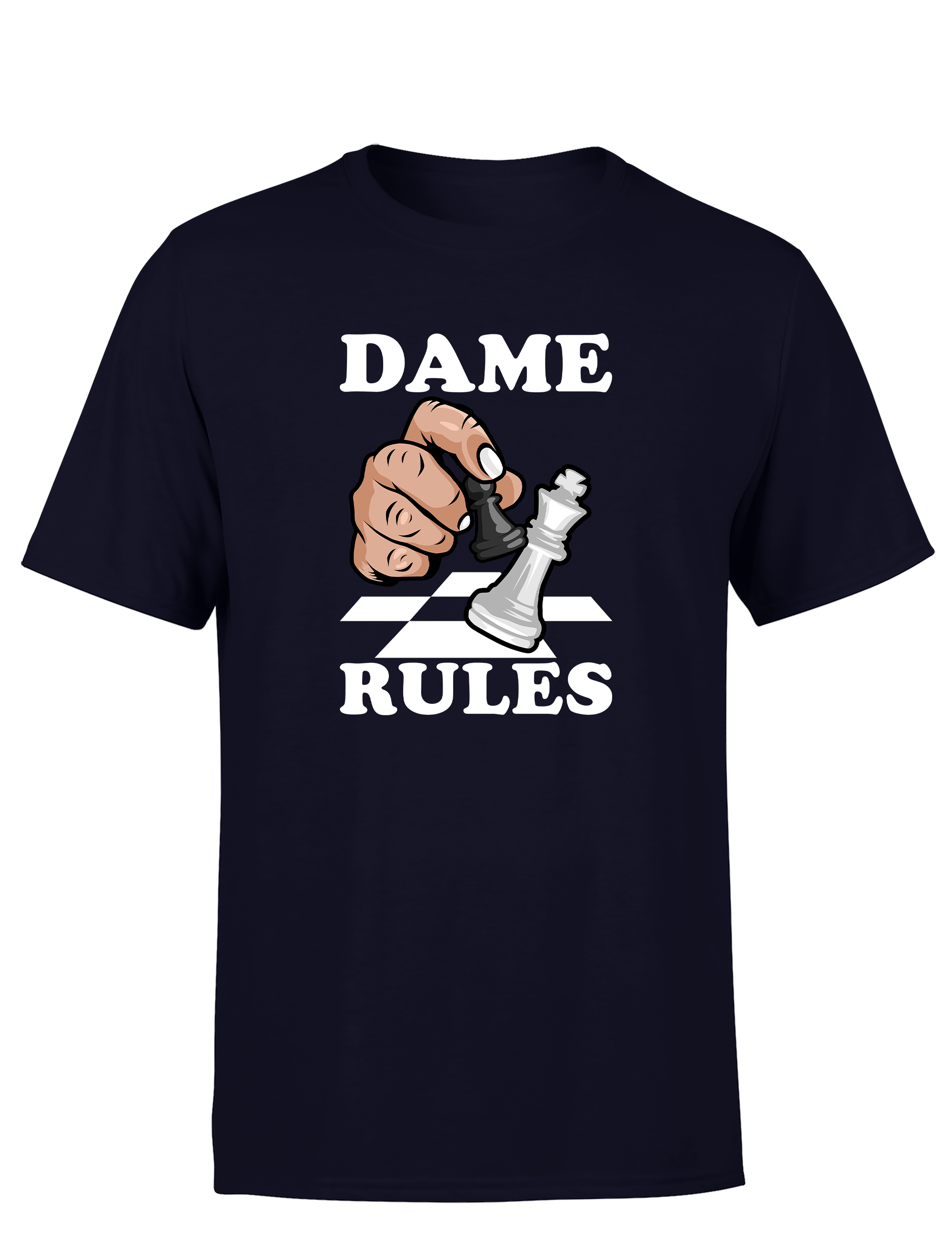 Dame Rules – Herren T-Shirt im Retro Stil | Perfektes Männer Shirt für Schachspieler, Turniere, Freizeit & Geschenkidee