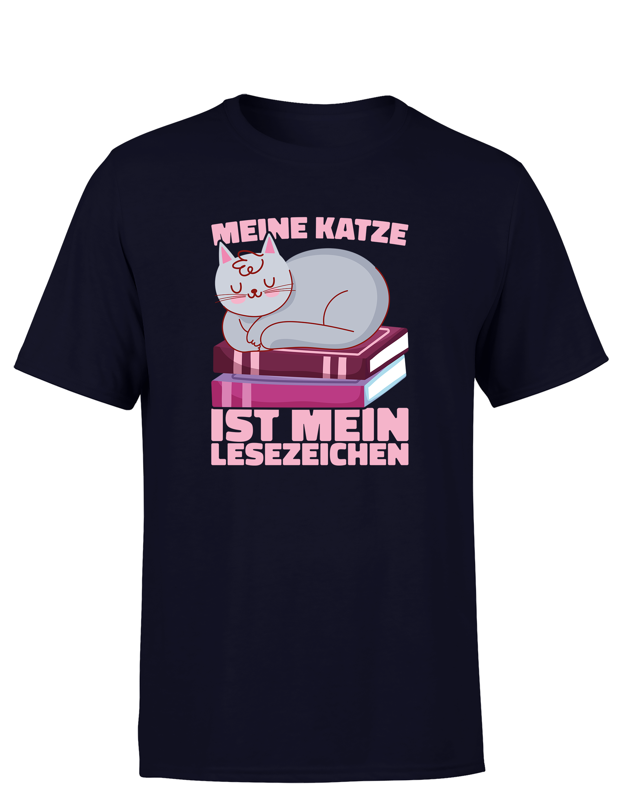 Meine Katze ist mein Lesezeichen – Herren T-Shirt im Retro Stil | Perfektes Shirt für Katzenliebhaber, Leseratten & Geschenkidee