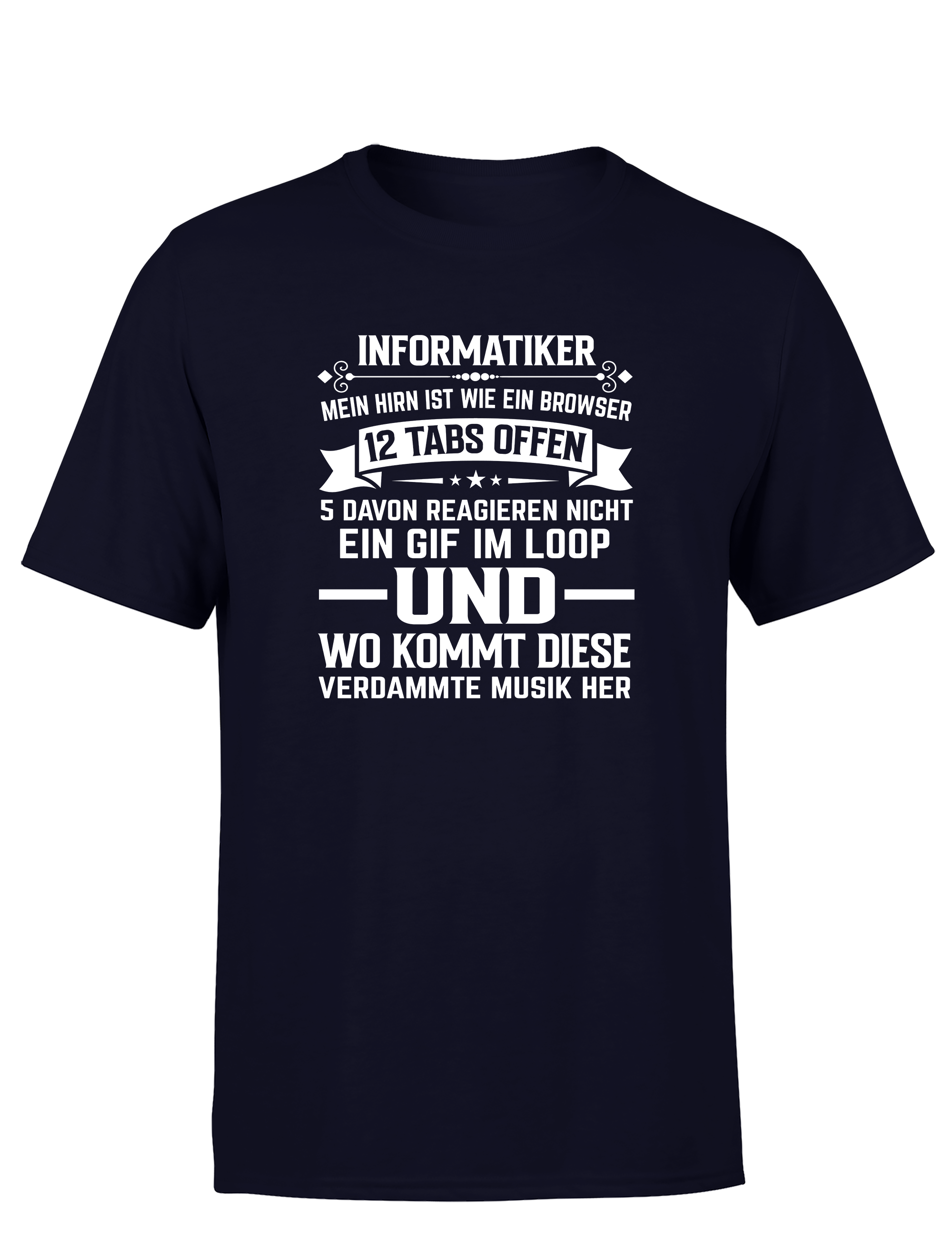 Informatiker Brain – Herren T-Shirt im Retro Stil | Lustiges Nerd Shirt für Programmierer, Entwickler & IT-Fans