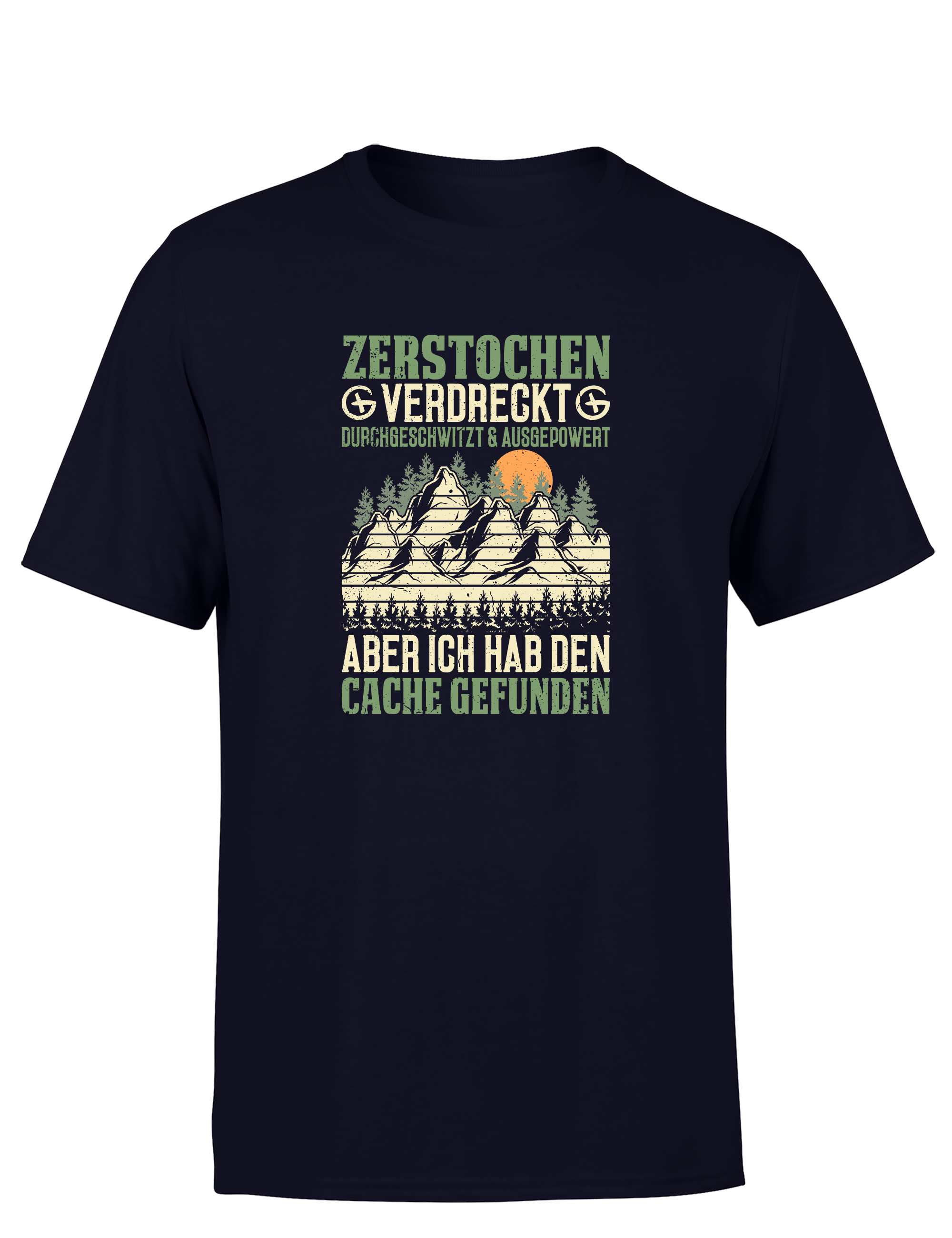 Geocaching Abenteuer – Herren T-Shirt „Zerstochene Helden“ | Lustiges Shirt für Schatzsucher & Outdoor-Fans