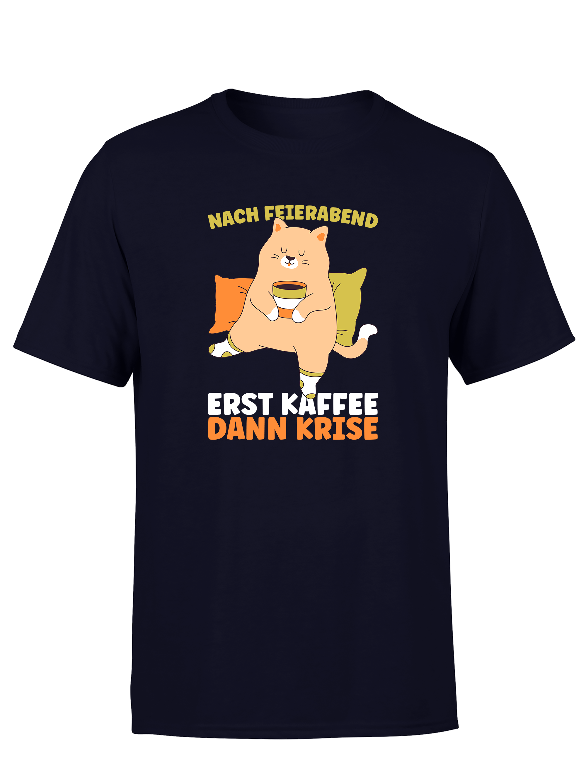 Feierabend Humor – Herren T-Shirt „Erst Kaffee, dann Krise“ | Lustiges Shirt für Bürohengste, Kaffeeliebhaber & Couchhelden