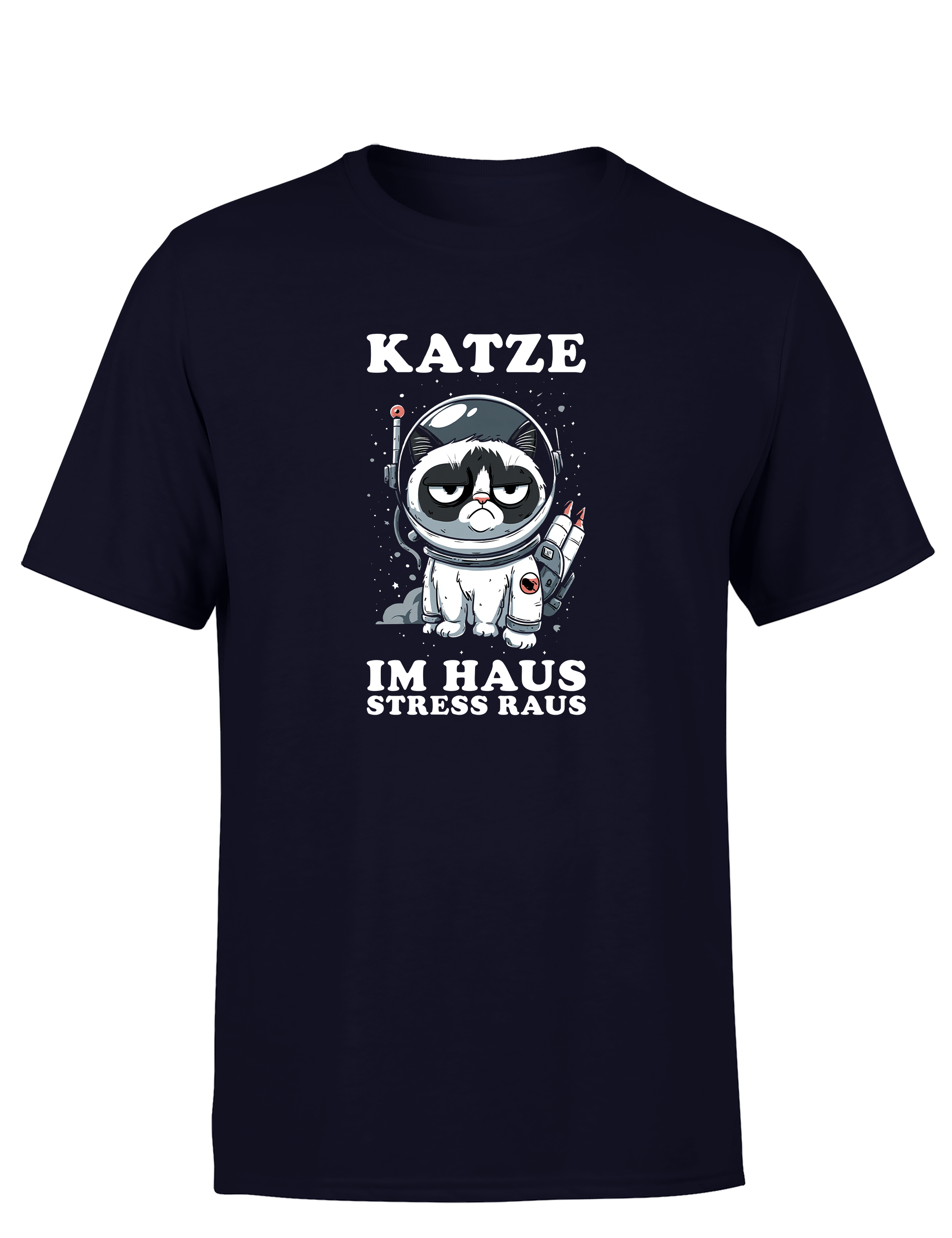 Katze im Haus, Stress raus – Herren T-Shirt im Retro Stil | Perfektes Männer Shirt für Katzenliebhaber, Alltag, Freizeit & Geschenkidee