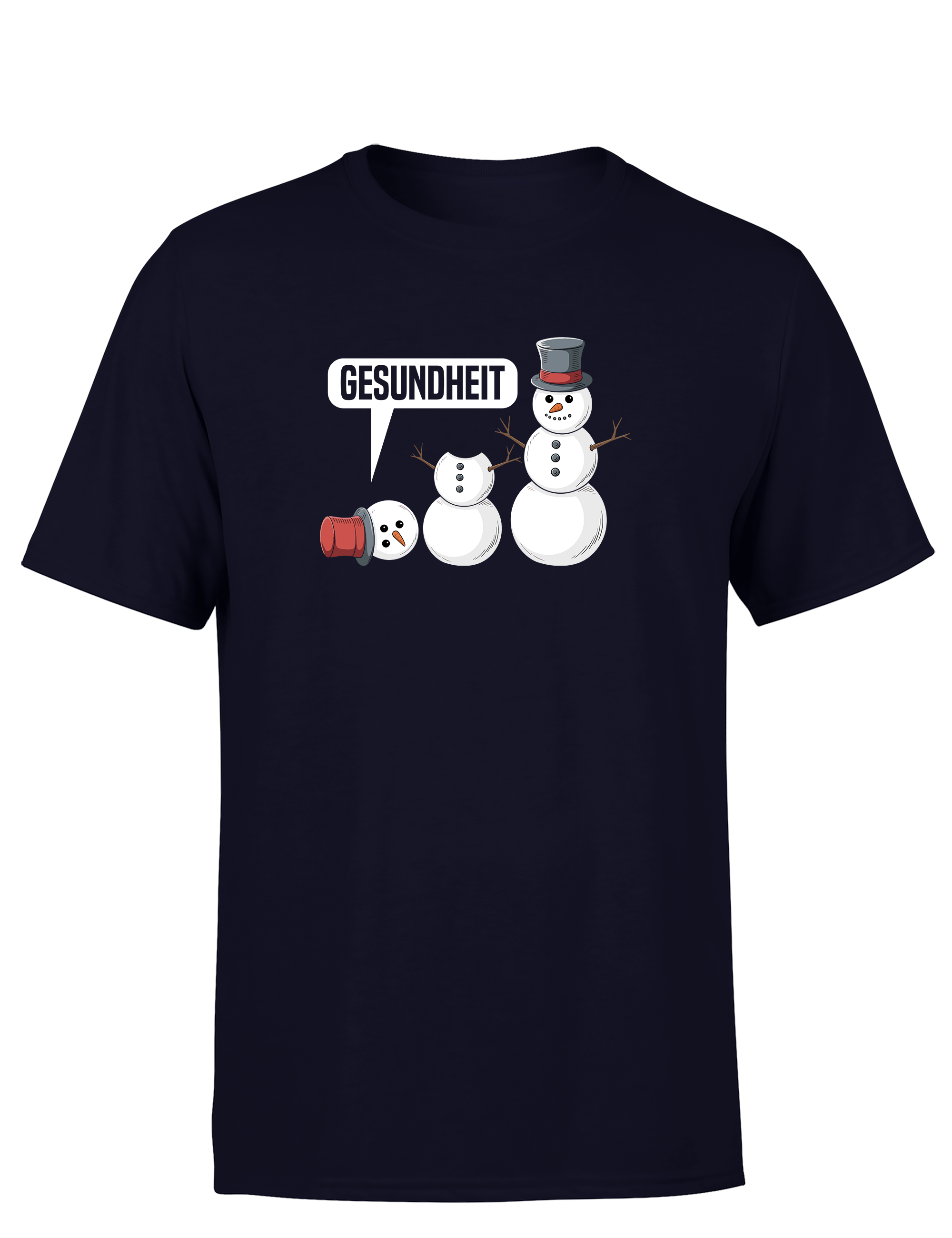 Lustiges Herren T-Shirt „Gesundheit – Schneemann-Schnupfen“ | Winter Humor Shirt mit Schneemann-Gag