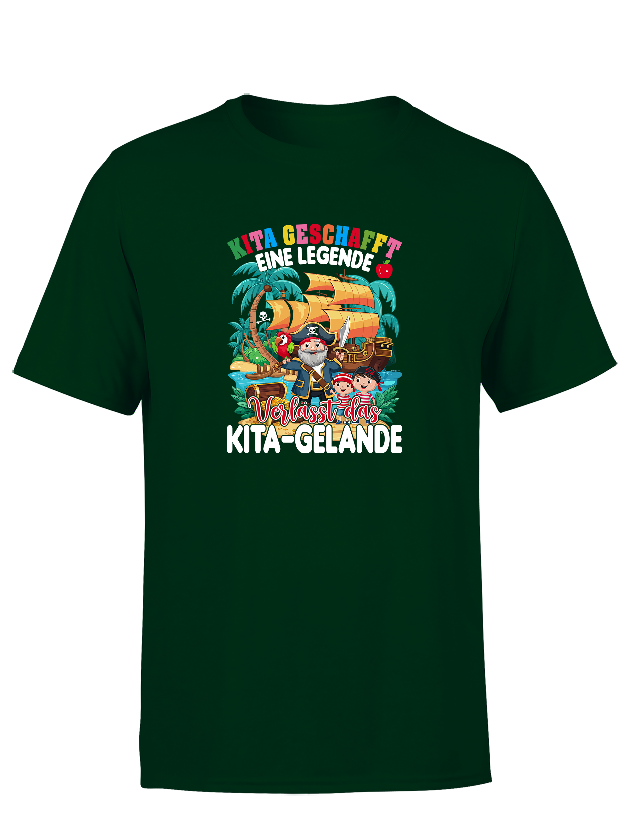 Kita geschafft – Eine Legende verlässt das Kita-Gelände | Lustiges Piraten Abschiedsshirt für Jungs