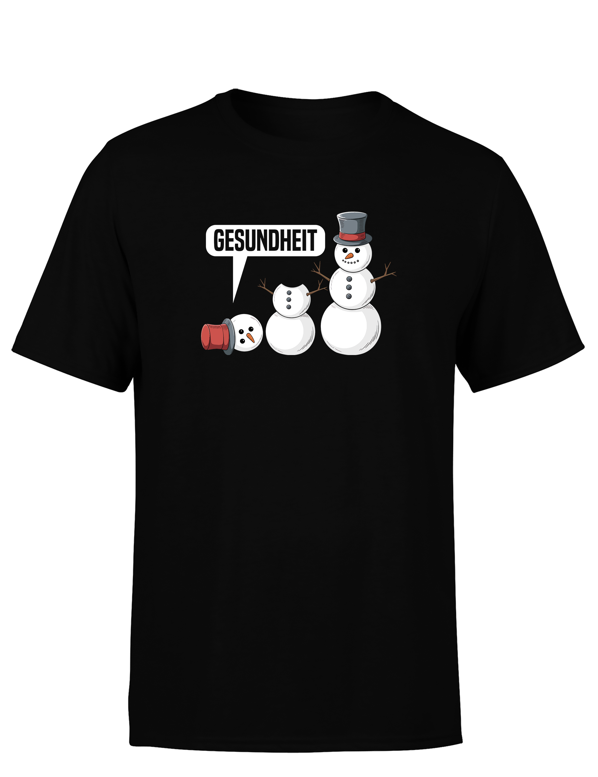 Lustiges Herren T-Shirt „Gesundheit – Schneemann-Schnupfen“ | Winter Humor Shirt mit Schneemann-Gag
