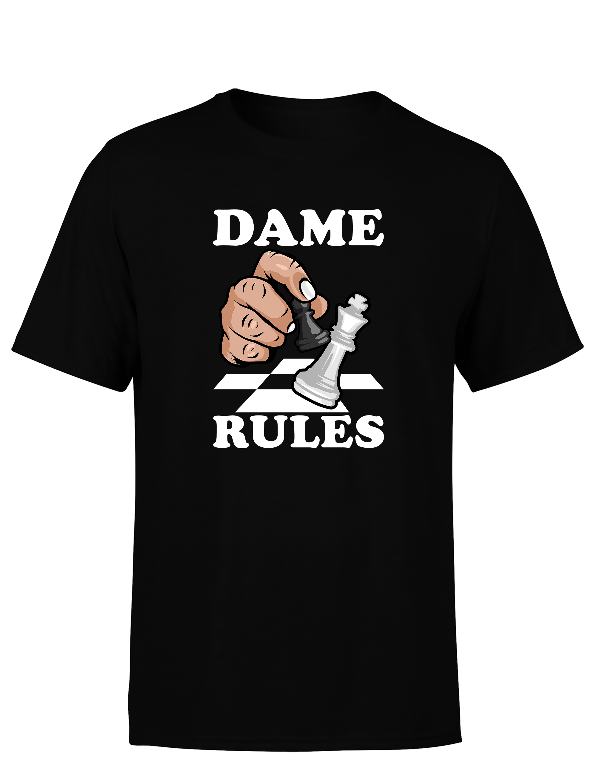 Dame Rules – Herren T-Shirt im Retro Stil | Perfektes Männer Shirt für Schachspieler, Turniere, Freizeit & Geschenkidee
