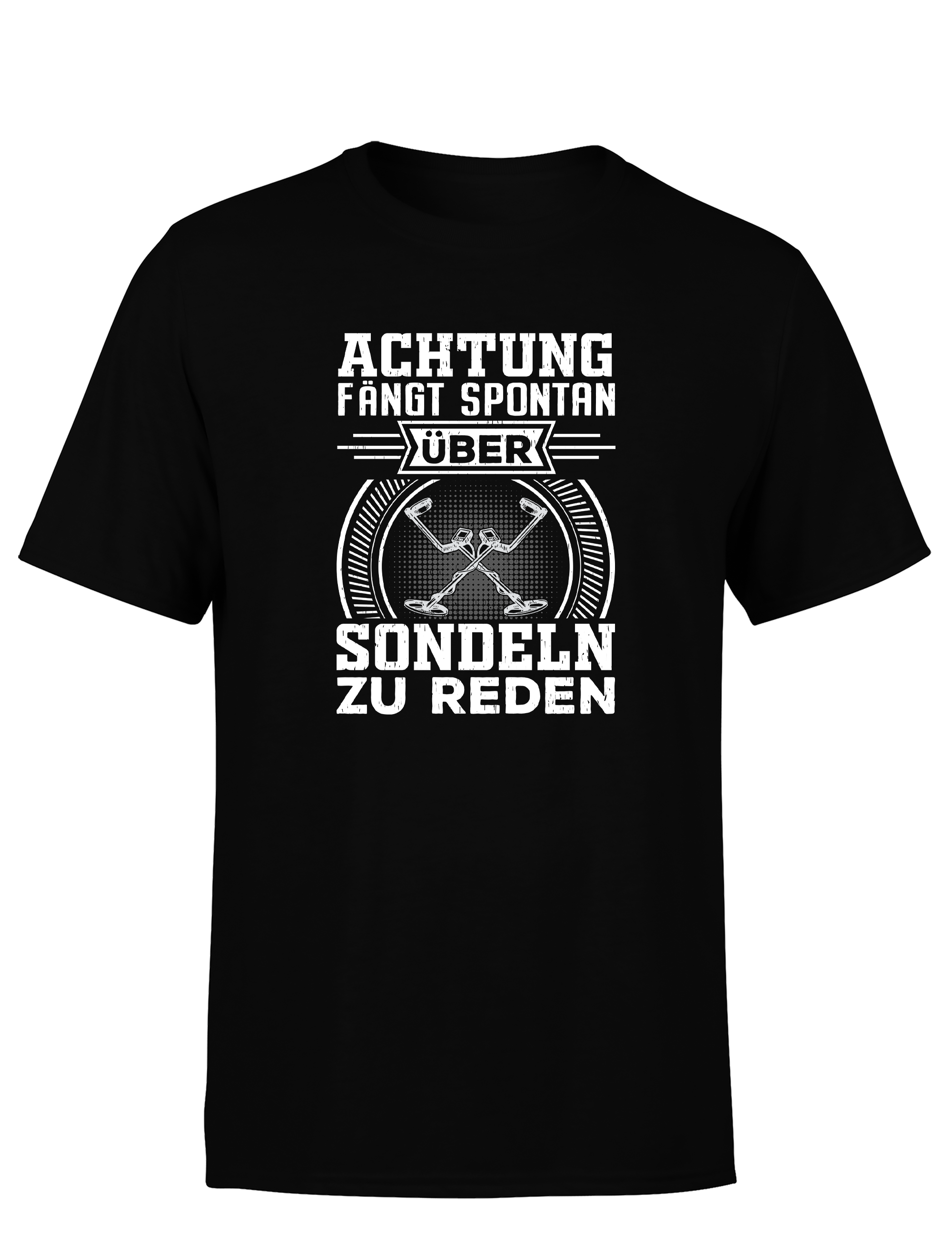 Achtung! Fange spontan an über Sondeln zu reden – Herren T-Shirt im Retro Stil | Lustiges Shirt für Schatzsucher, Hobby-Sondler & Freizeit