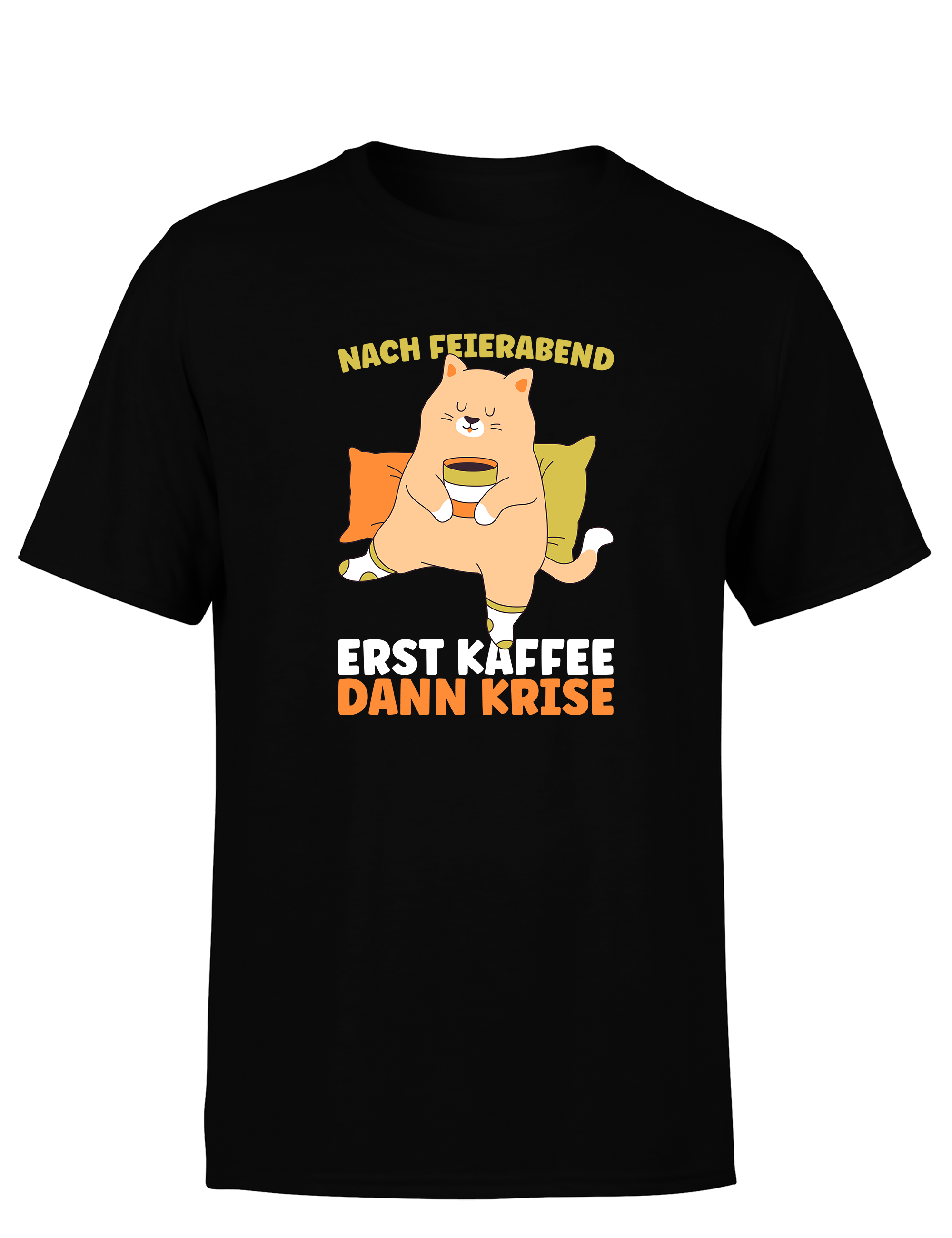 Feierabend Humor – Herren T-Shirt „Erst Kaffee, dann Krise“ | Lustiges Shirt für Bürohengste, Kaffeeliebhaber & Couchhelden