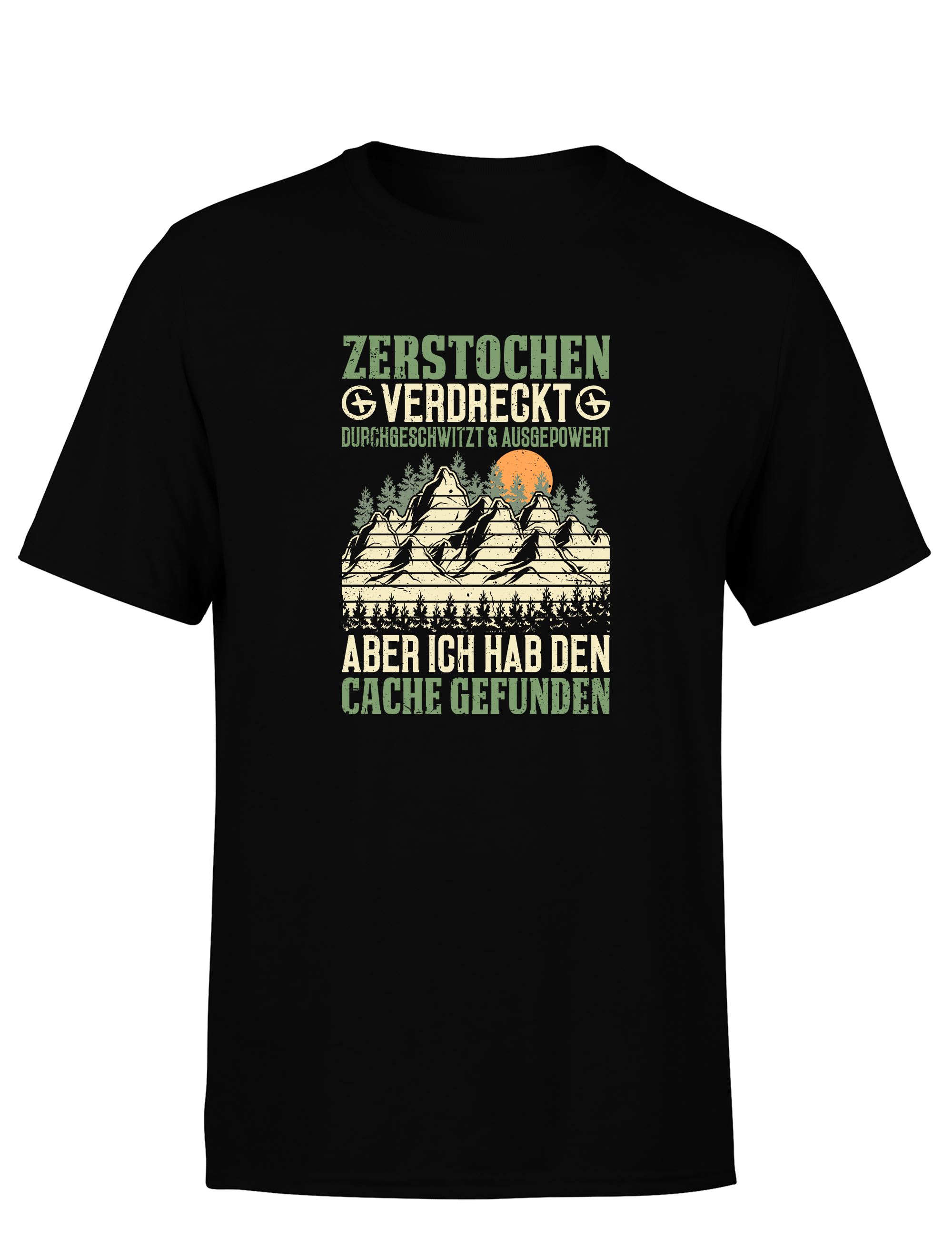 Geocaching Abenteuer – Herren T-Shirt „Zerstochene Helden“ | Lustiges Shirt für Schatzsucher & Outdoor-Fans