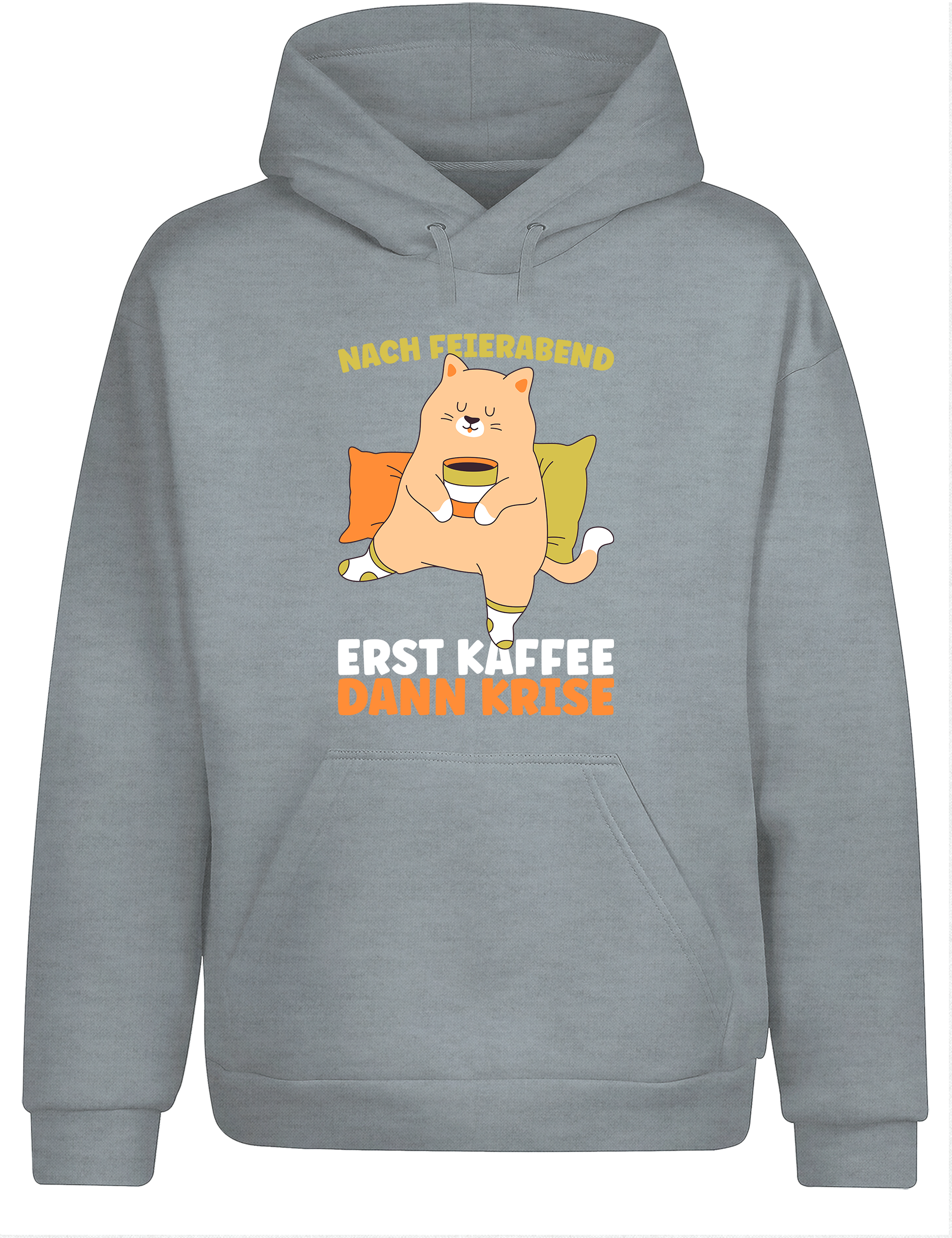Feierabend Humor – Hoodie „Erst Kaffee, dann Krise“ | Lustiger Kapuzenpullover für Kaffeeliebhaber & Couch-Abenteuer