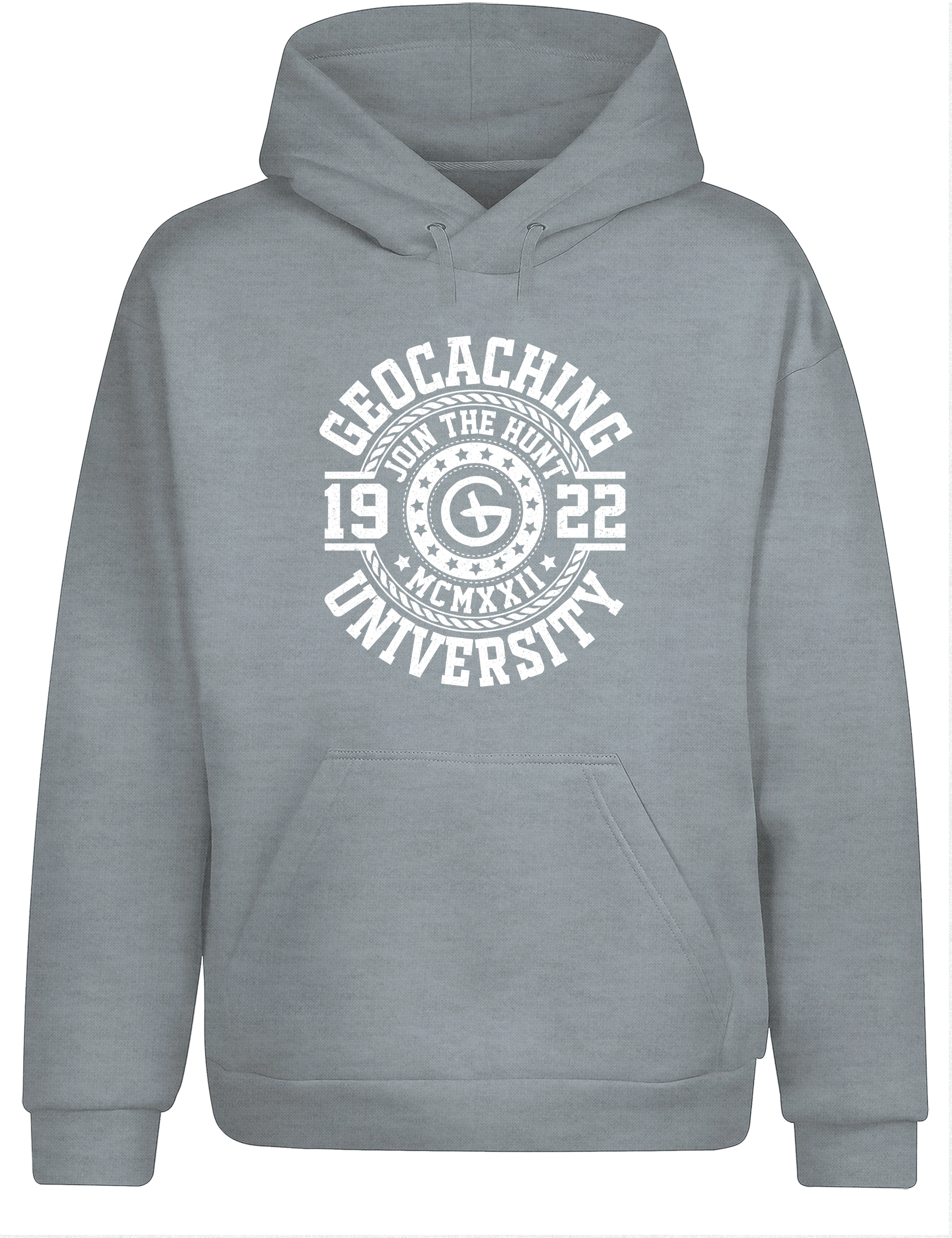 Geocaching University – Hoodie im Retro College Stil | Lustiger Kapuzenpullover für Geocacher & Schatzsucher