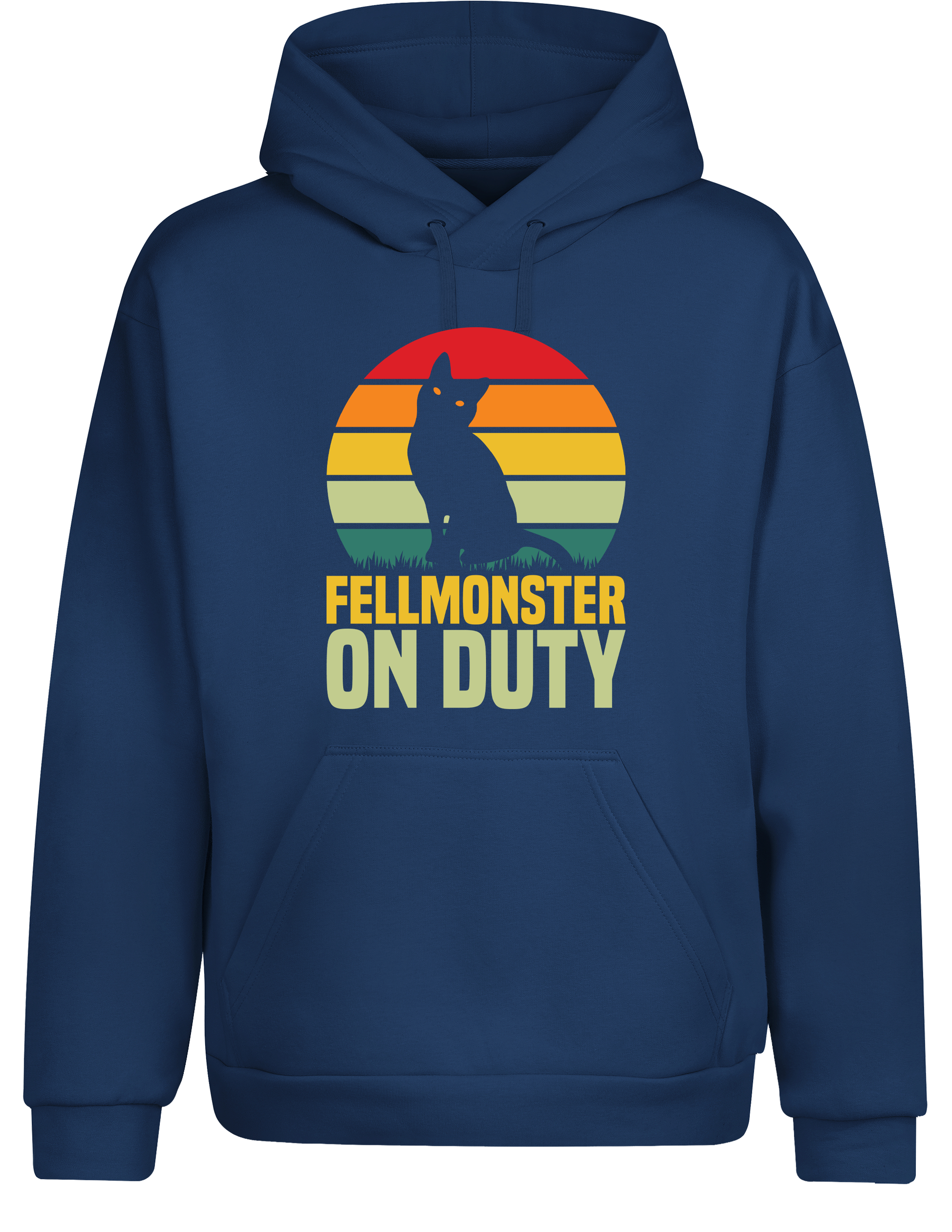 Fellmonster on Duty – Hoodie im Retro Stil | Lustiger Kapuzenpullover für Katzenbesitzer, Freizeit & Geschenkidee