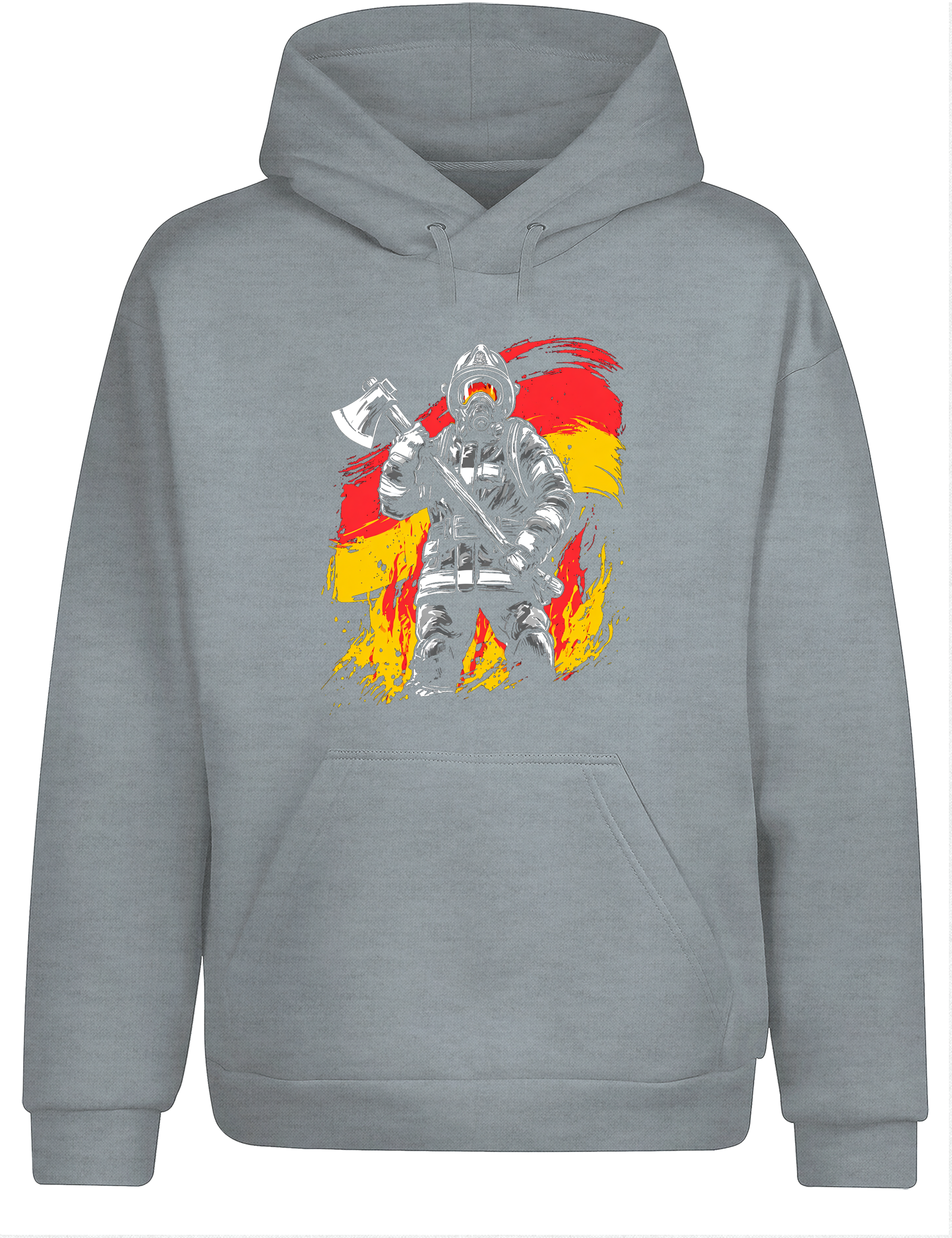 Unisex Hoodie Feuerwehrmann mit Axt | Deutscher Feuerwehr Hoodie mit Flagge