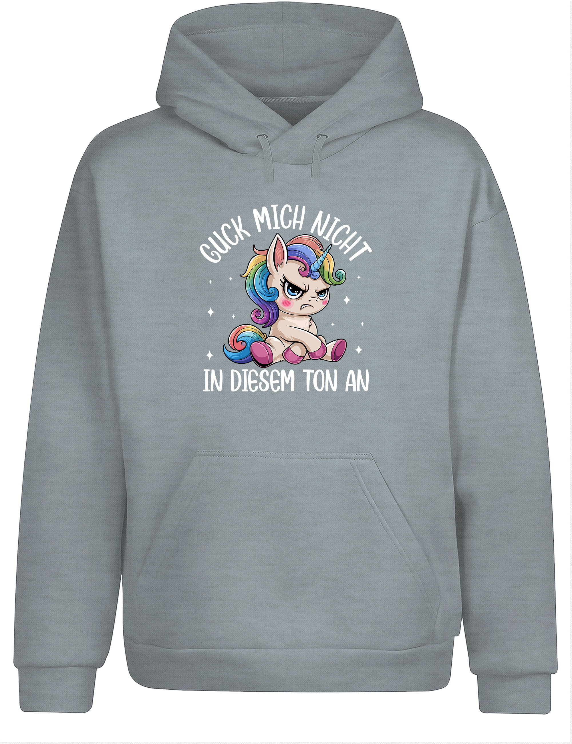 Cozy Hoodie „Guck mich nicht in diesem Ton an“ | Lustiger Einhorn Kapuzenpullover für Erwachsene