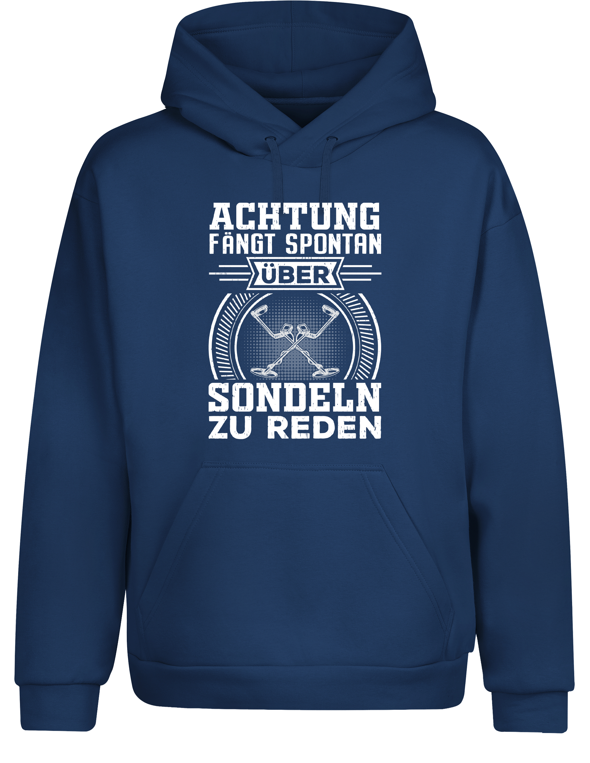 Achtung! Fange spontan an über Sondeln zu reden – Hoodie im Retro Stil | Lustiger Kapuzenpullover für Schatzsucher, Hobby-Sondler & Freizeit